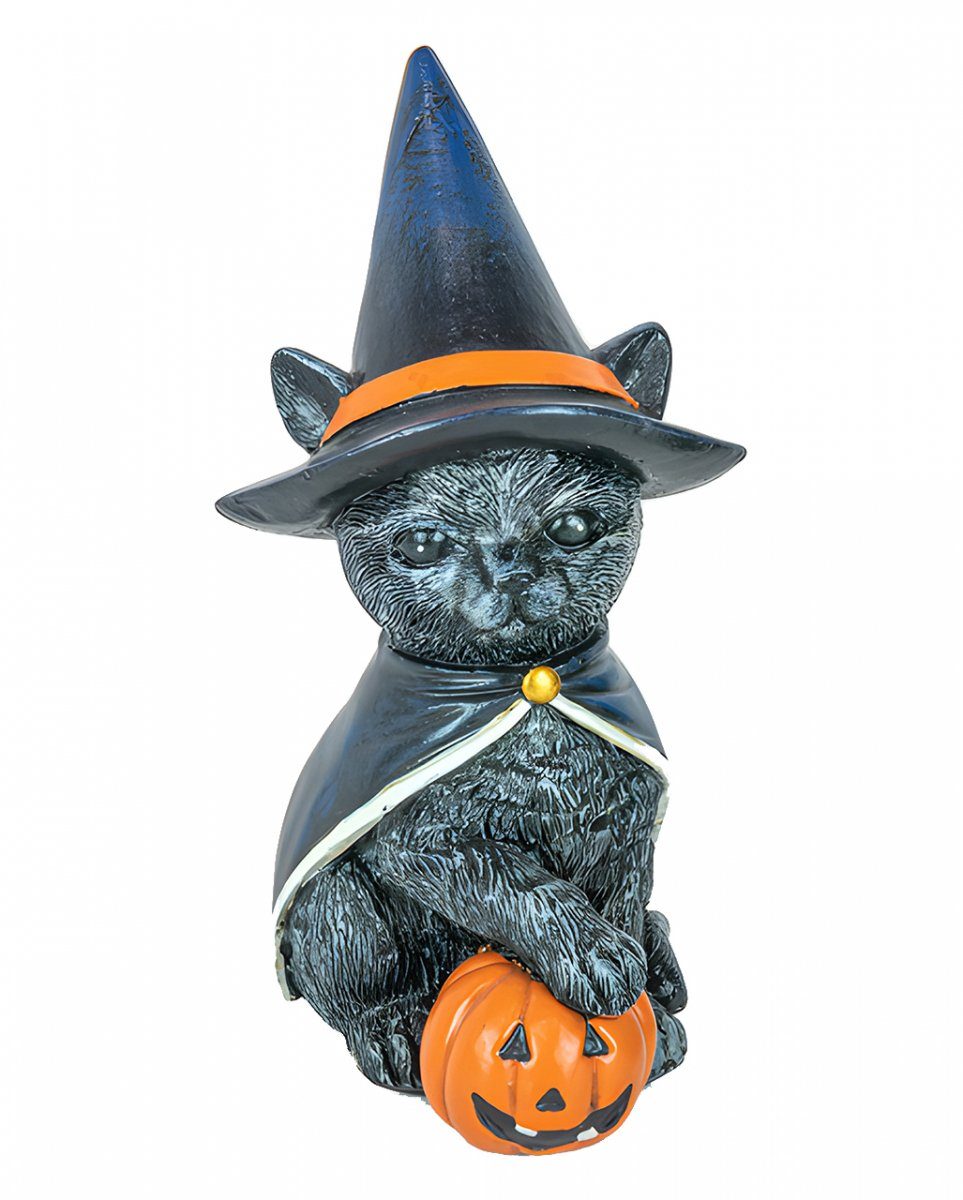 Halloween als Kürbis De Horror-Shop & Hexenhut Katzenfigur Dekofigur mit