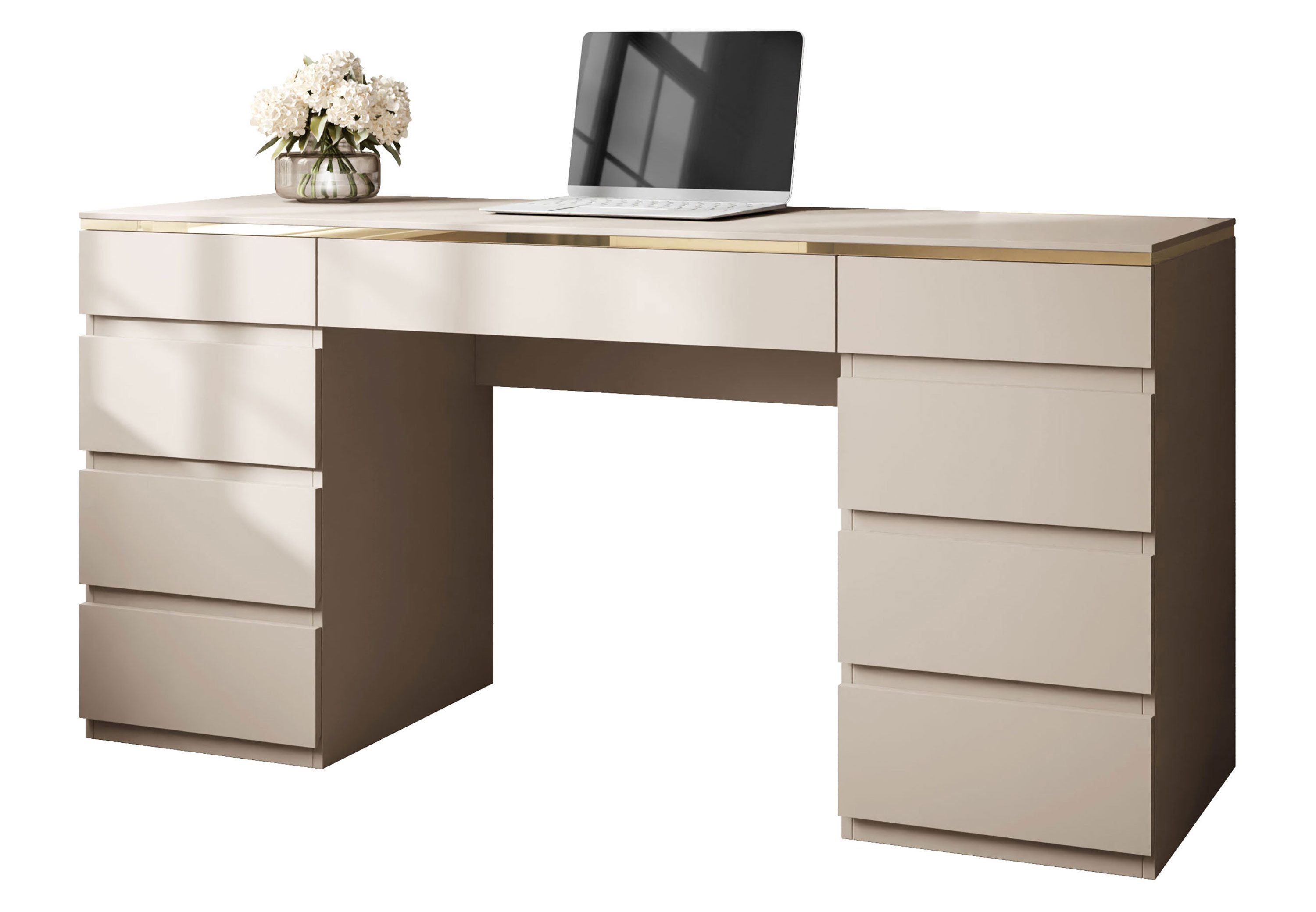 Lookway Schreibtisch AURORA DOUBLE KASZMIR mit Schubladen (1x Schreibtisch), 156,8x79,2x55 cm