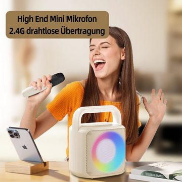 DOPWii Tragbare Karaoke-Maschine, Bluetooth-Lautsprecher Karaoke-Maschine (mit 2 Mikrofonen, LED-Lichtern und variablen Soundeffekten)