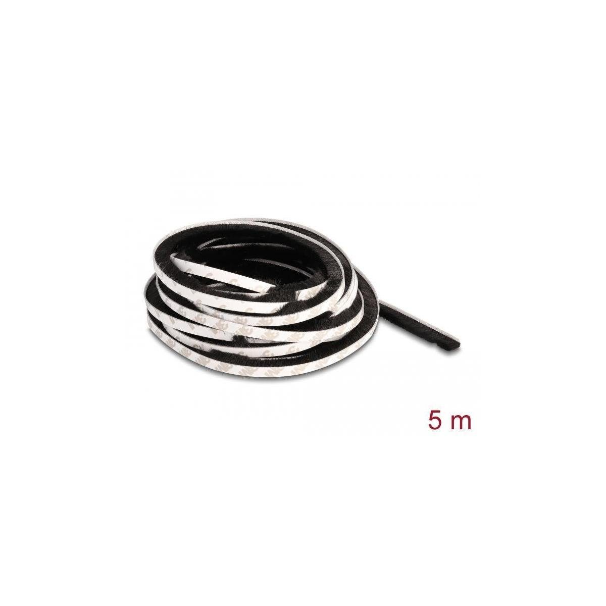 Delock Kabelverbinder-Sortiment 66894 - Bürstenstreifen selbstklebend 10 mm - Länge 5 m schwarz