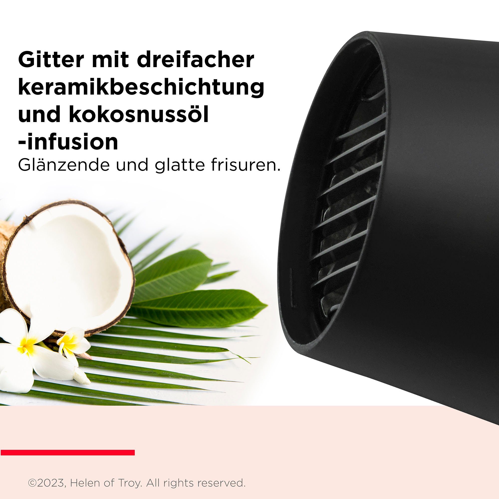 Revlon Ionic-Haartrockner SMOOTHSTAY RVDR5317, 2000 W, Gitter mit dreifacher Keramikbeschichtung und Kokosnussöl-Infusion schwarz