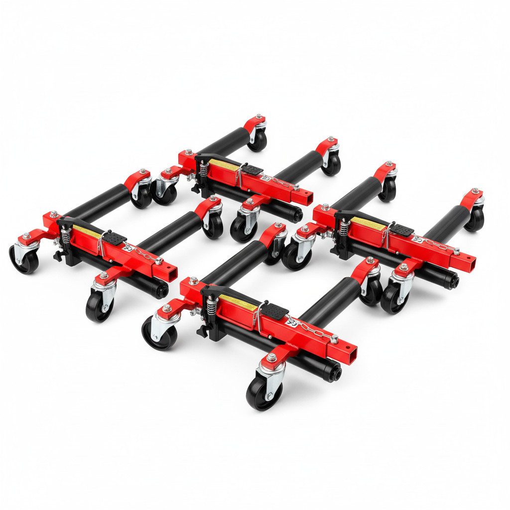TRUTZHOLM Rangierwagenheber 4x hydraulische Rangierhilfe Wagenheber Rangierroller Heber, max. Hubhöhe: 8 cm, Spar-Set, 4-tlg., für Reifen bis ca 30 cm, müheloses Rangieren