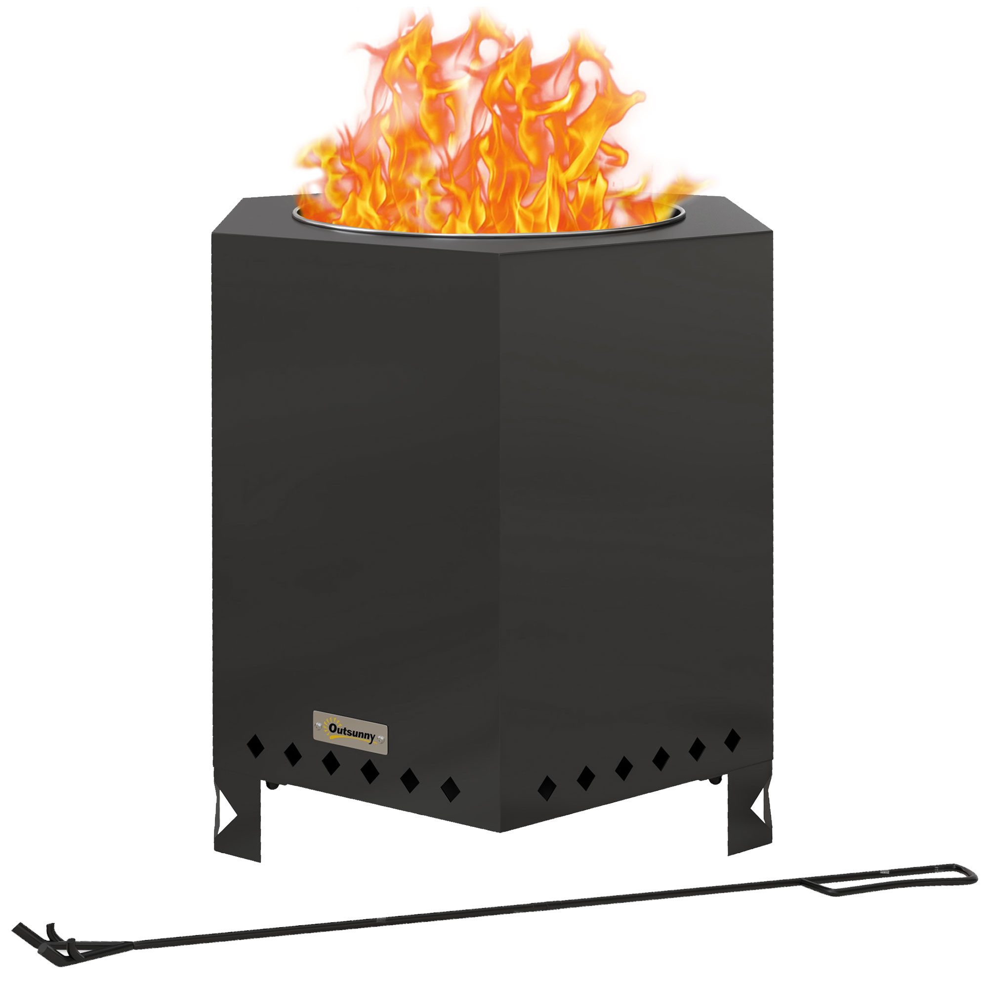 Outsunny Feuerschale mit Schürhaken, (Feuerstelle, 1-St., günstig online kaufen
