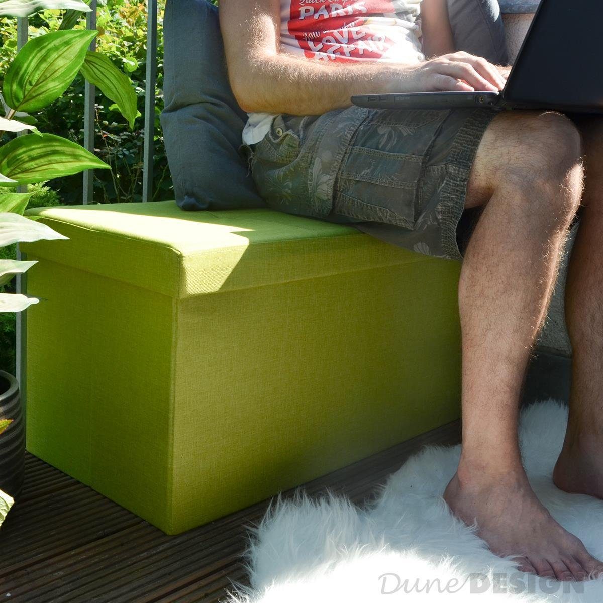 DuneDesign Sitzbank mit Stauraum - 38x38x38 Polsterhocker mit Aufbewahrungsbox - Faltbar, Stabile Sitztruhe - Schlafzimmer Ottomane - Kinderzimmer Beistelltisch