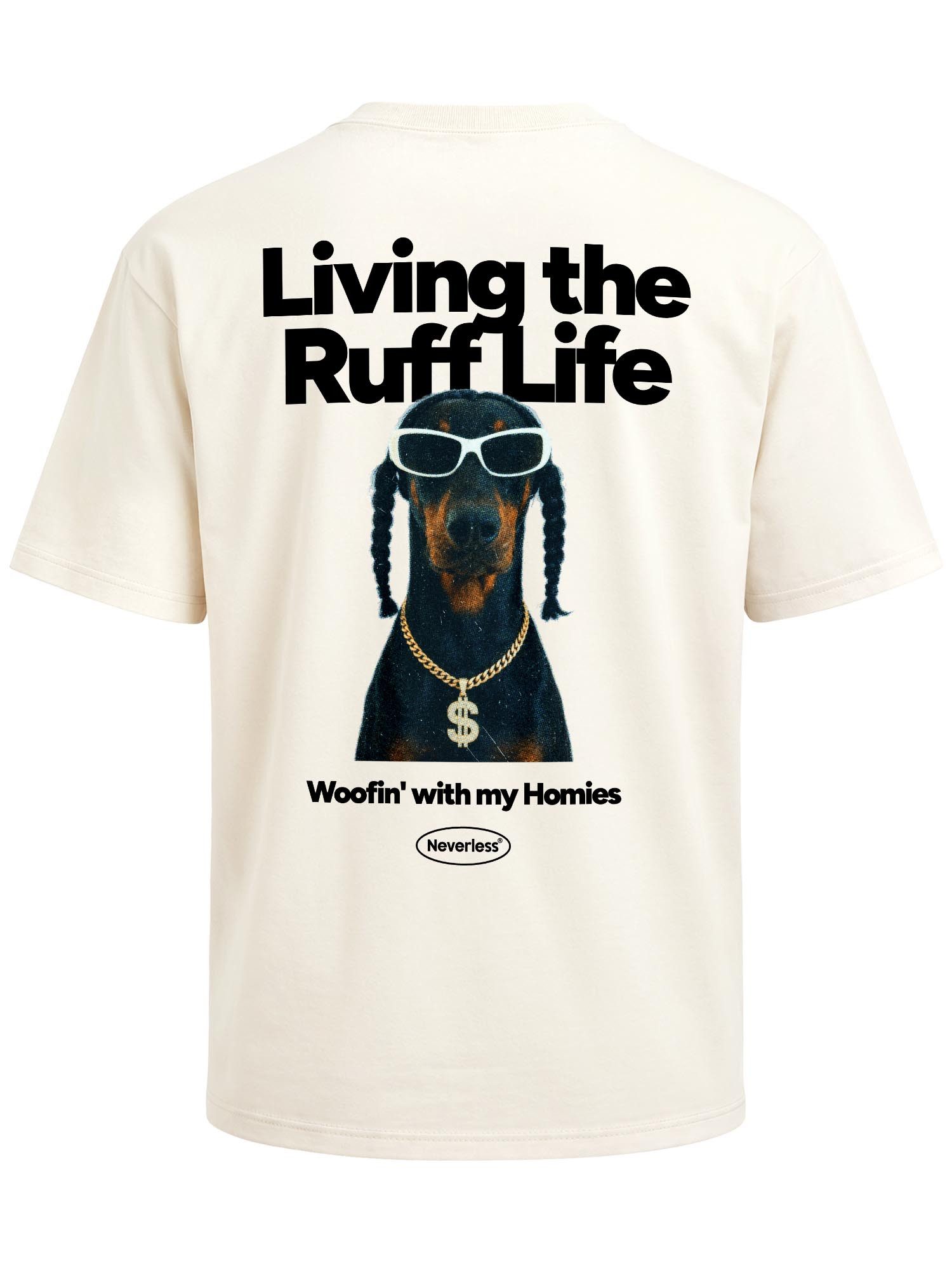 Neverless Oversize-Shirt Herren T-Shirt - Design Ruff Life Rapper - Oversized Relaxed Fit mit Print