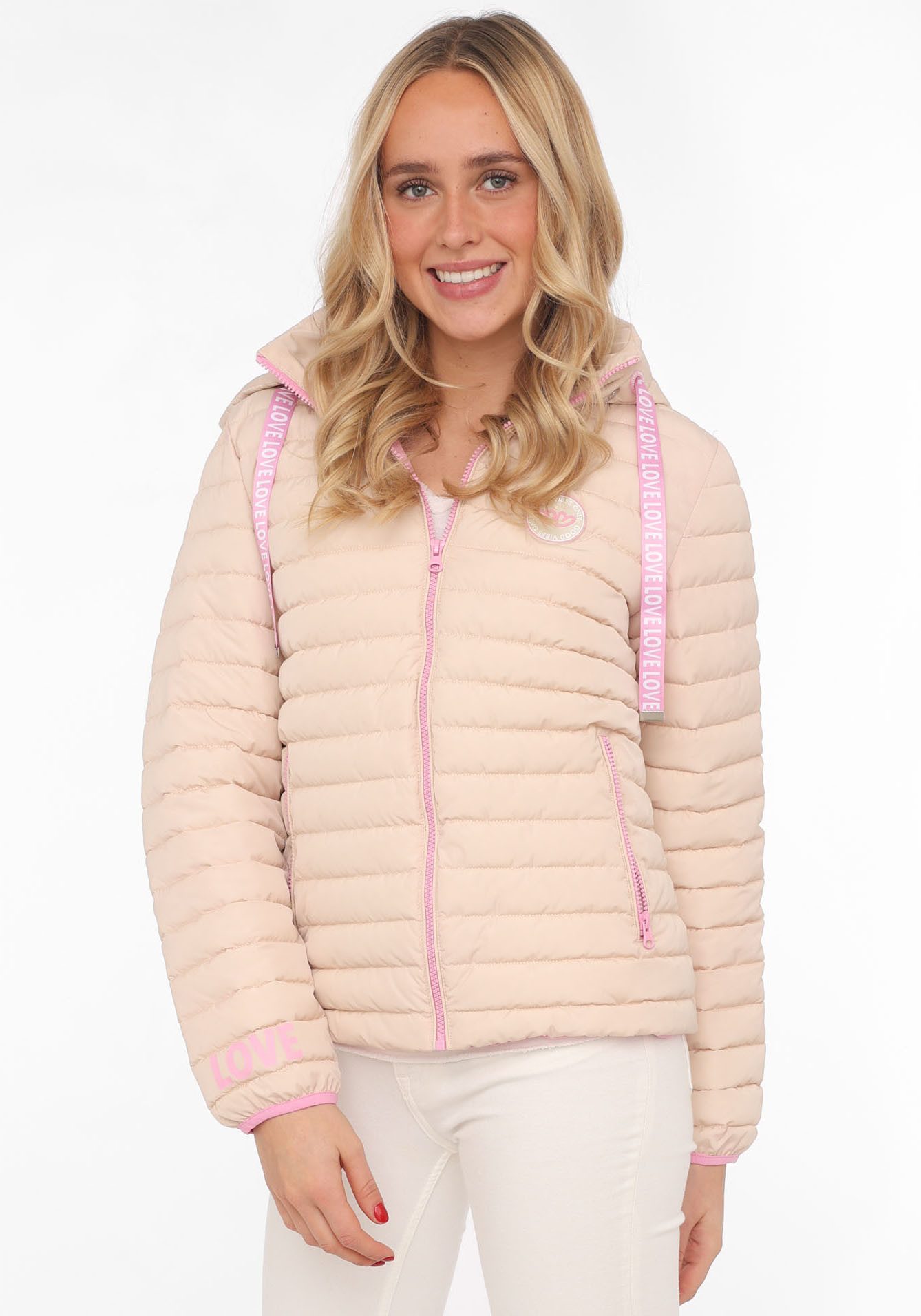 Zwillingsherz Steppjacke mit abnehmbarer Kapuze, Print günstig online kaufen