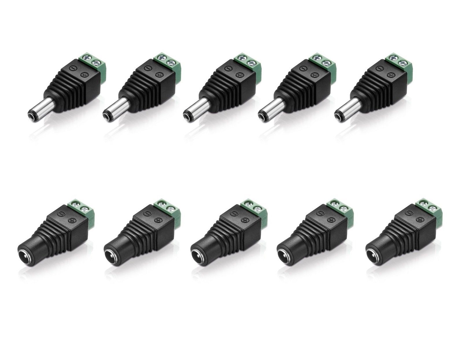 conecto Niedervolt Adapter Set (5x Terminalblock 2-polig auf DC-Hohlbuchse + Stromkabel