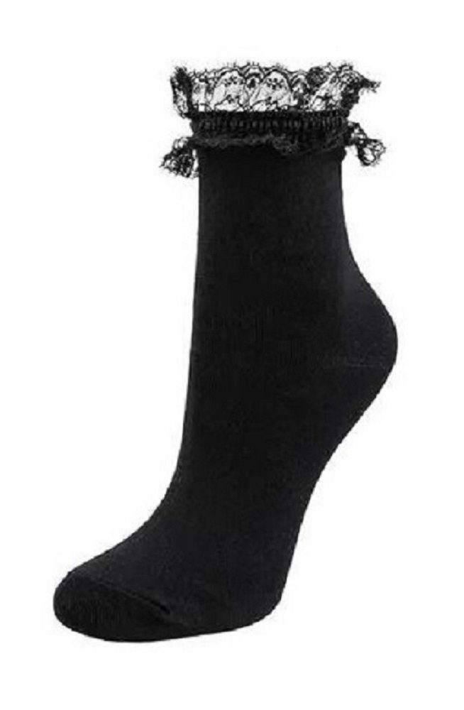 Glitzer 1 1 Paar zwei für eleganter aus Lycille Modell mit schwarz Frauen Baumwollsocken Socken) Socken 36/41 Paar 7 (Paar, bestehend