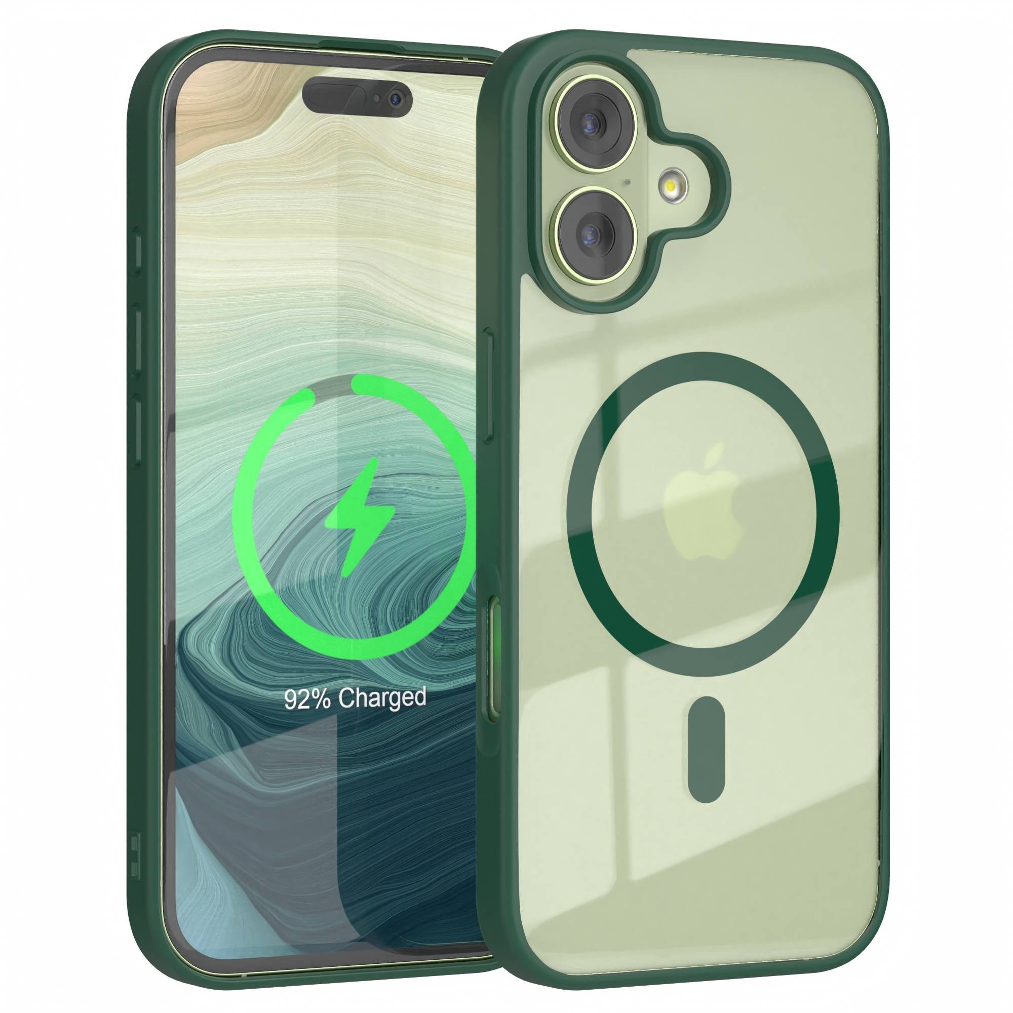 EAZY CASE Handyhülle Transparente Hülle mit MagSafe für iPhone 17 6,3 Zoll, TPU Hülle, flexibel, Clear Case Silikonhülle anti-kratz Backcover Grün