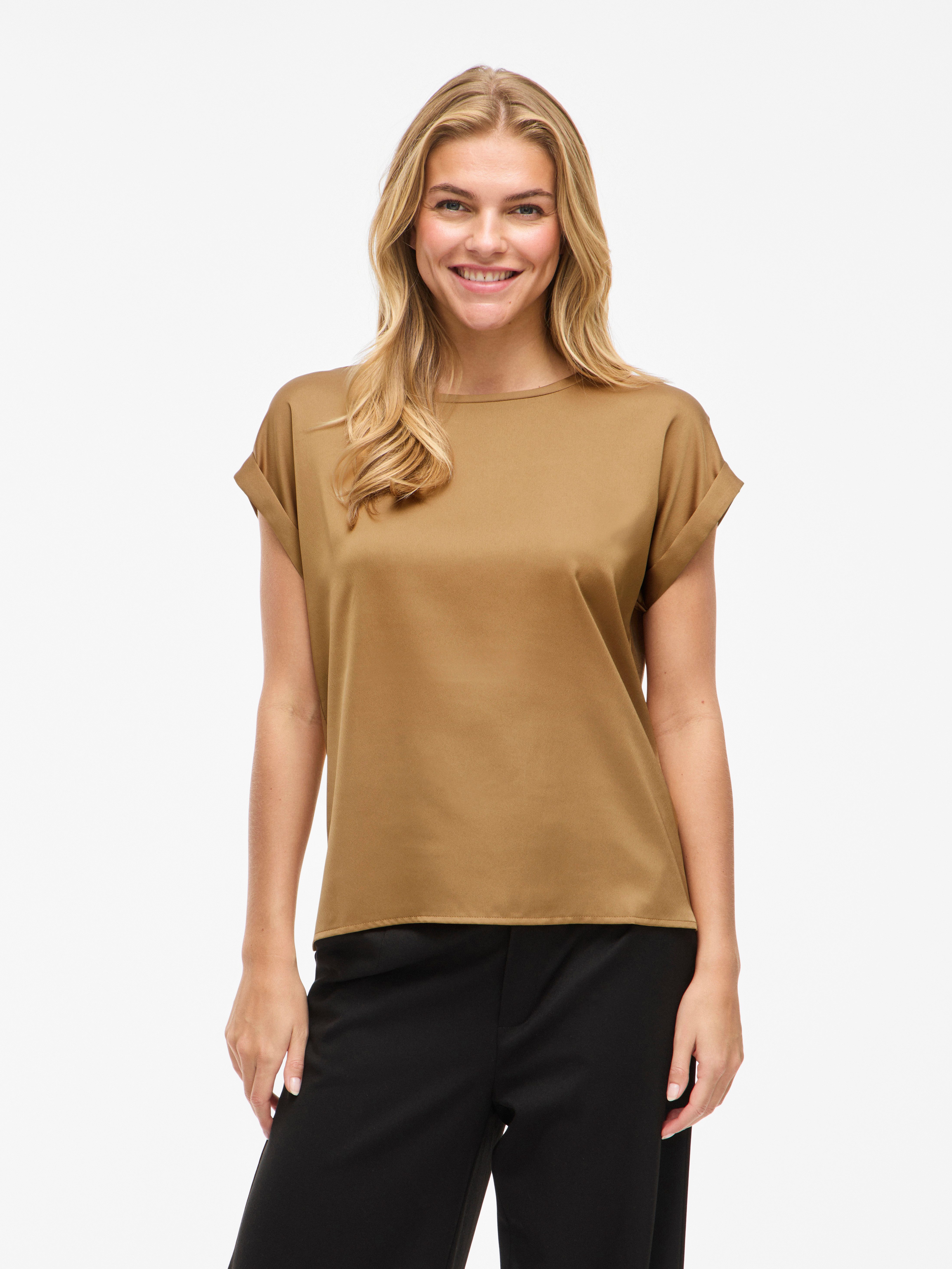 Vila Kurzarmshirt VIELLETTE S/S SATIN TOP günstig online kaufen