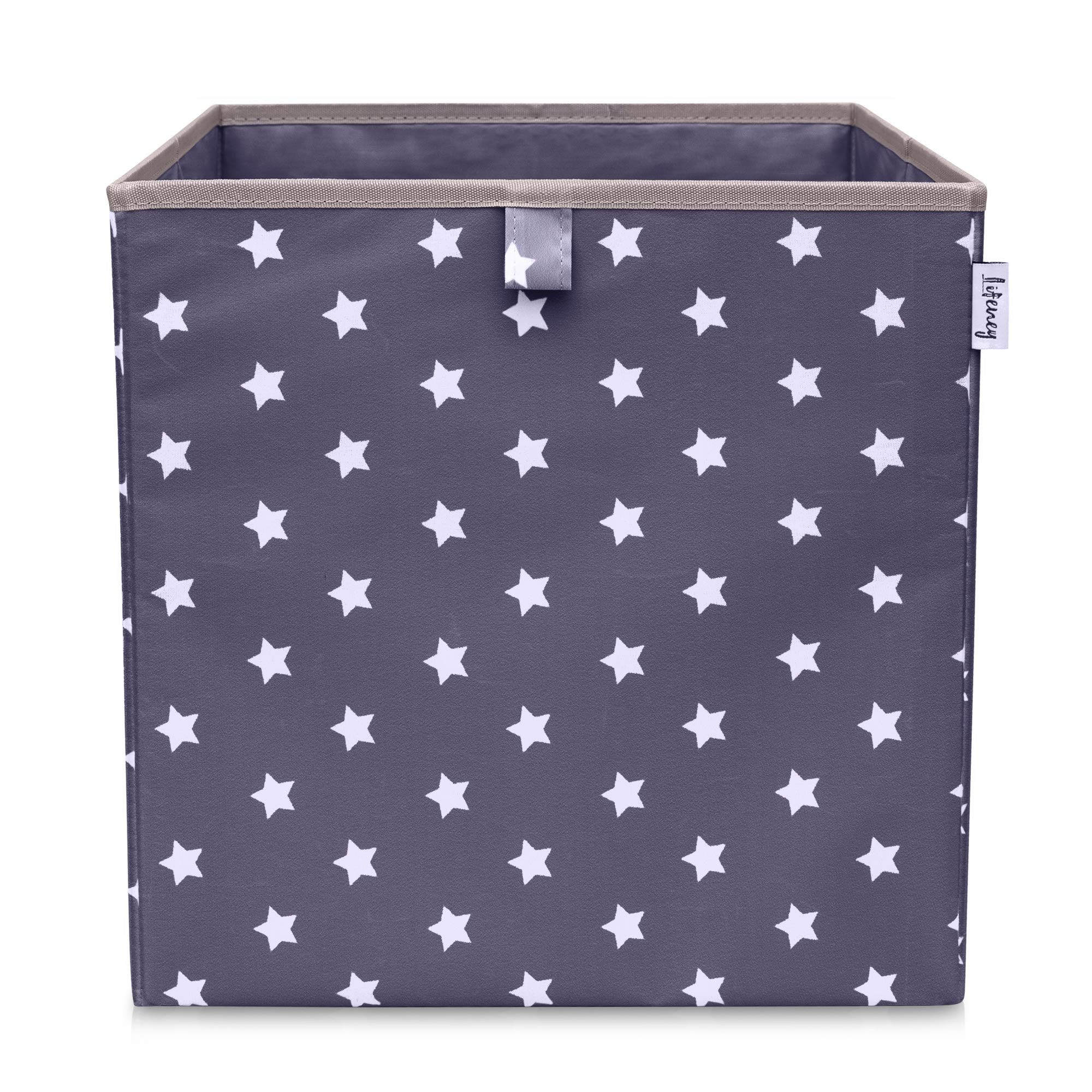 Lifeney Aufbewahrungsbox Aufbewahrungsbox 33x33x33 cm mit Sternenmotiv für Würfelregale, Anthrazit, ideal für Kinderzimmer, Accessoire für Zuhause
