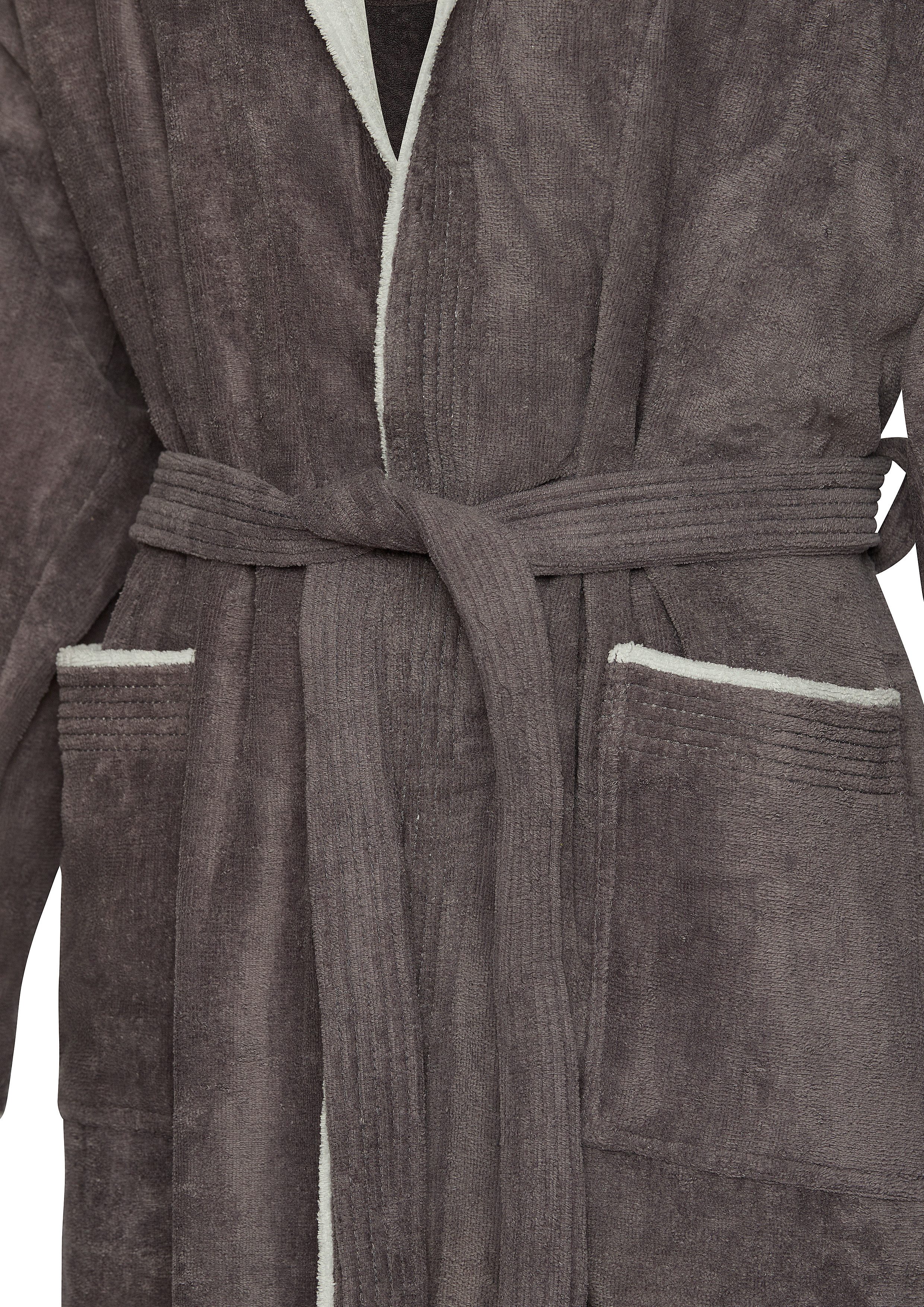 Badekönig Herrenbademantel, Kapuze, Gürtel, Langform aus Velours 100% Baumw günstig online kaufen