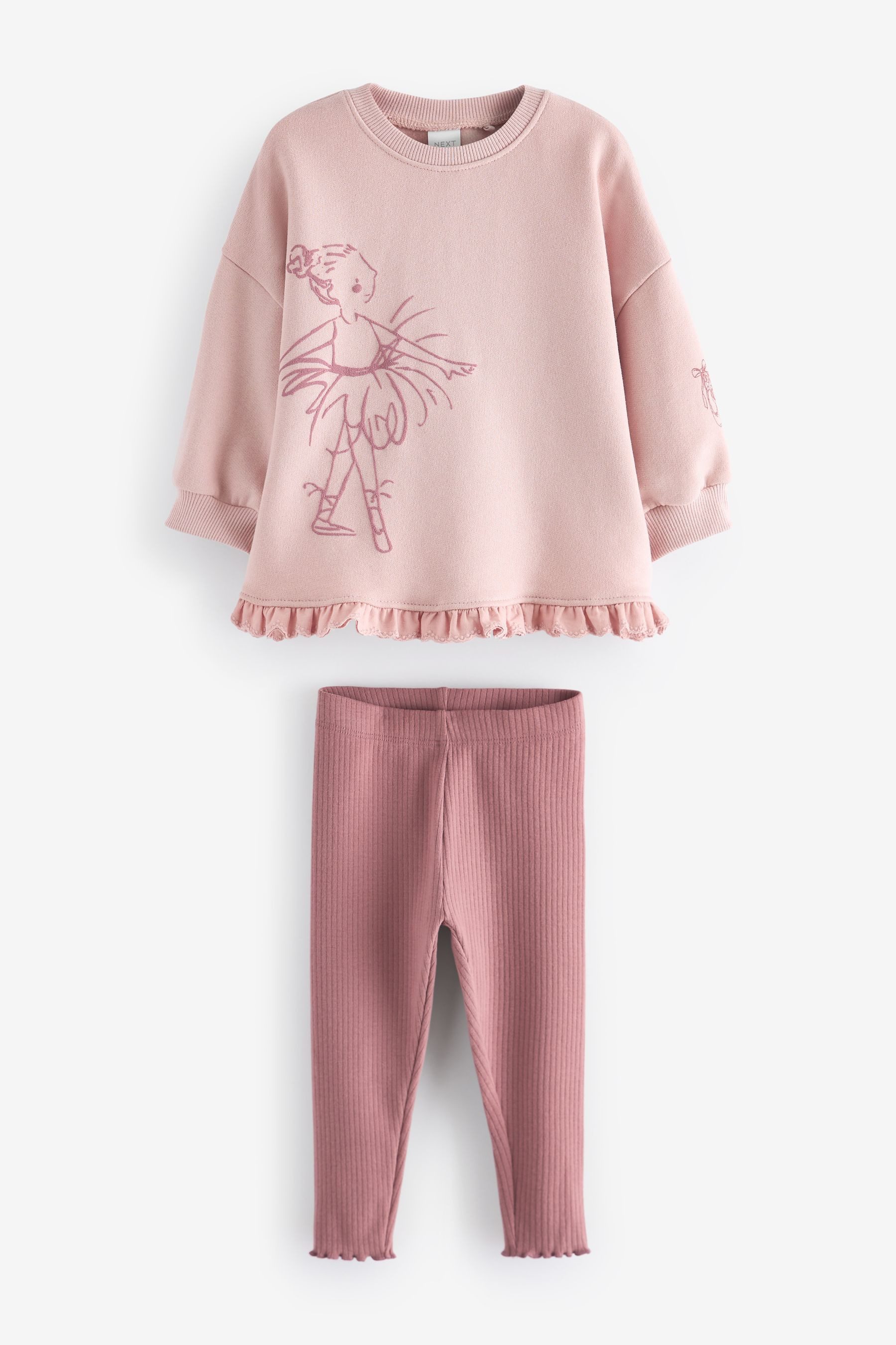 Shirt & Leggings Pullover mit Rüschenrand und Leggings im Set