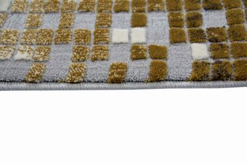 Teppich Teppich modern Wohnzimmer Teppich Mosaik in grau senfgelb, Carpetia, rechteckig, Höhe: 13 mm