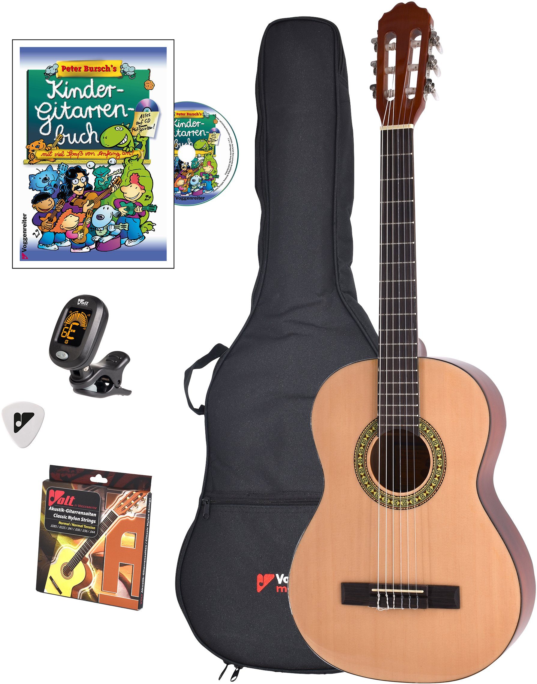Voggenreiter Kindergitarre Voggys Kindergitarren-Set, inklusive Stimmgerät