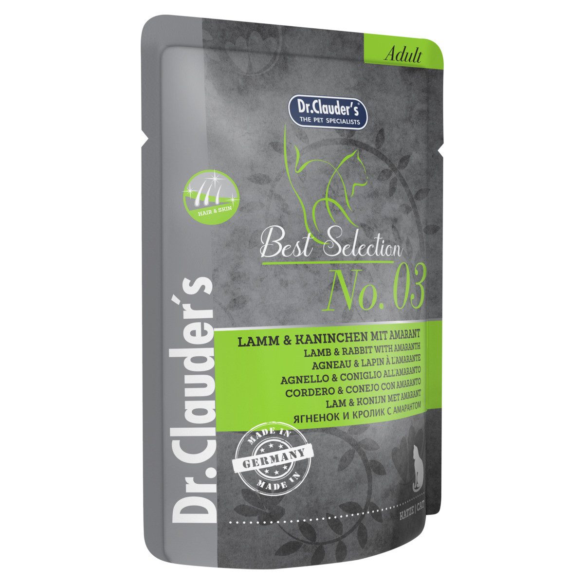 Dr. Clauder's Best Selection Adult No. 3 Lamm & Kaninchen mit Amarant 85 g - 16 Stü, Nassfutter für: Katze