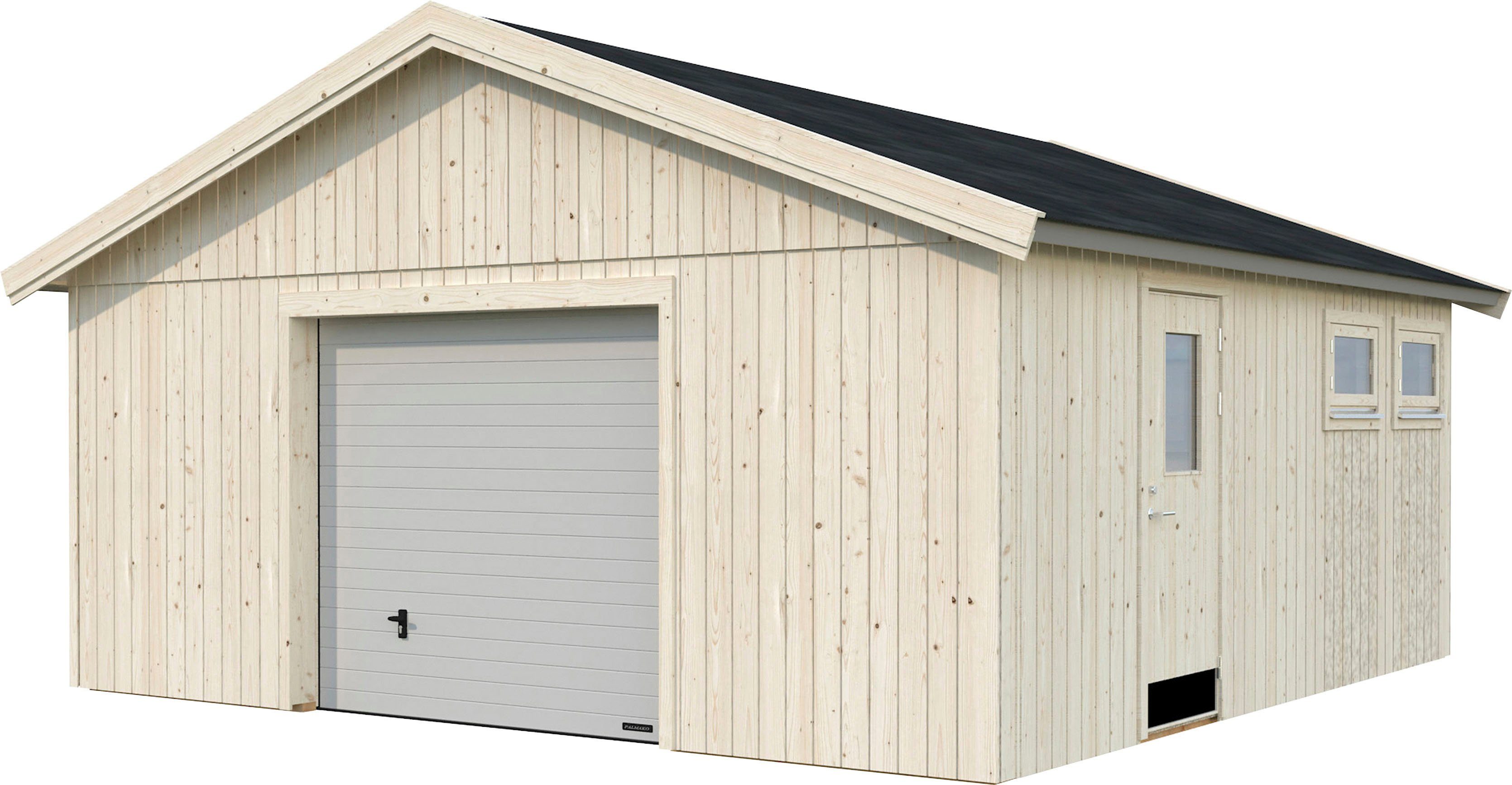 Palmako Garage Andre, BxTxH: mit 495x595x316 Sektionaltor, cm, naturbelassen