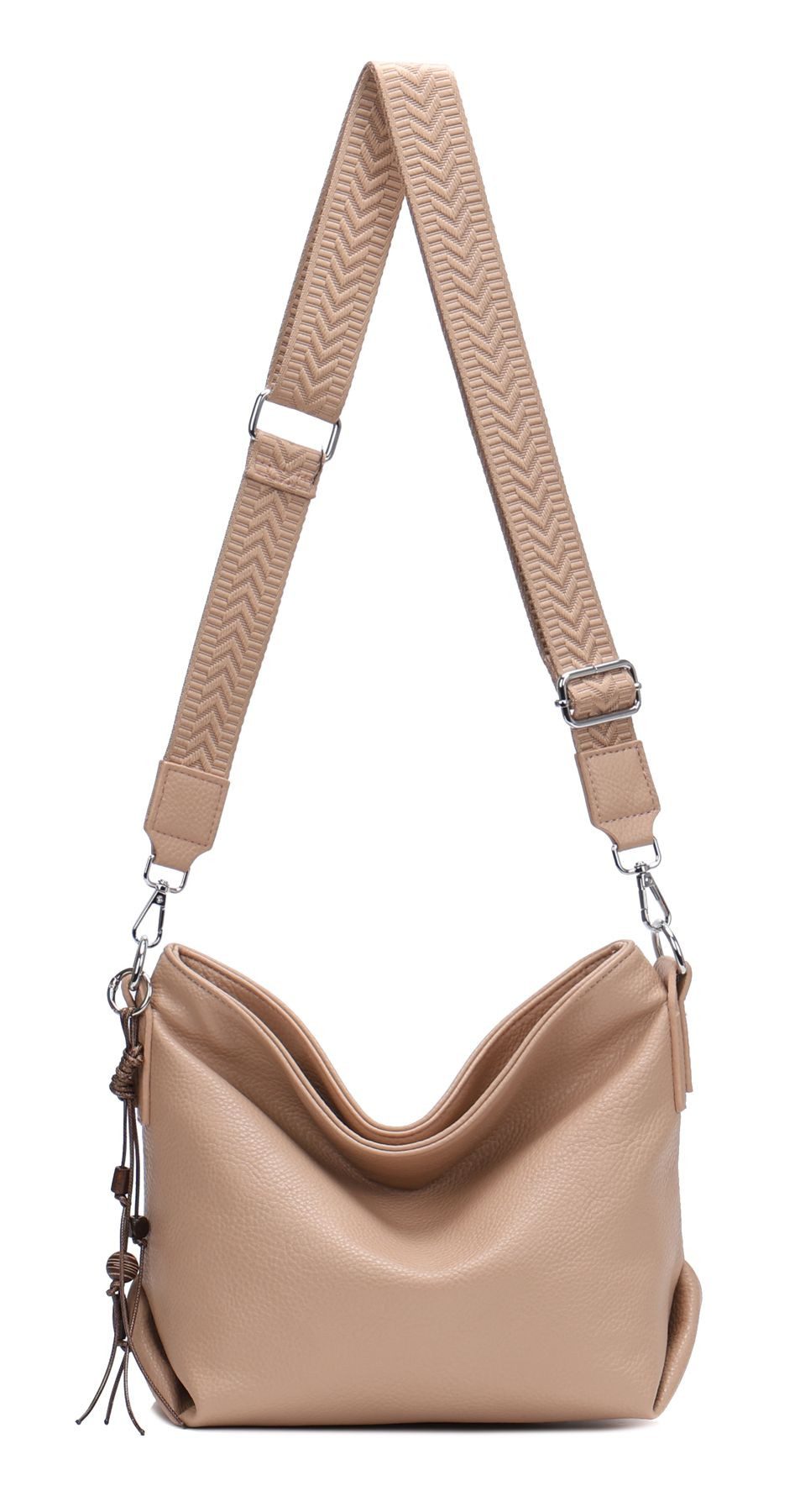 ITALYSHOP24 Schultertasche DAMEN TASCHE Crossbody Shopper Umhängetasche Brusttasche Leder Optik, Hobo Bag Handtasche CrossOver Freizeit Henkeltasche leicht modern