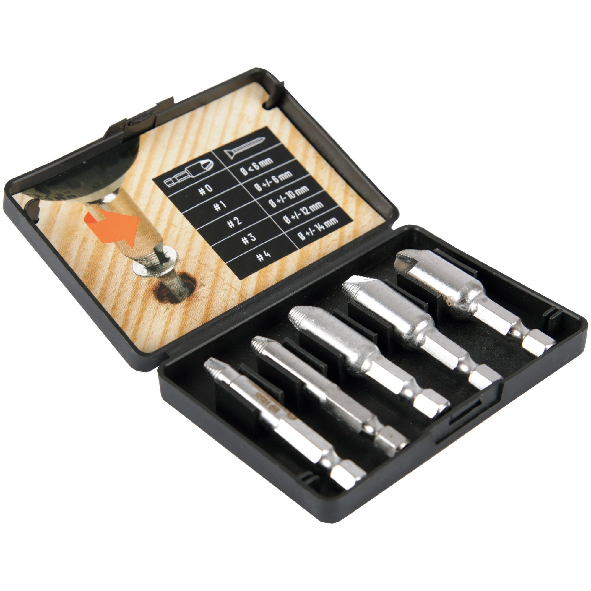 Hammerschmid MEISTERCRAFT Bit-Set Schrauben-Entferner-Set, Set, 5-St., Schraubenausdreher Set - Schrauben Entferner Extraktor Set | Schraubendreher