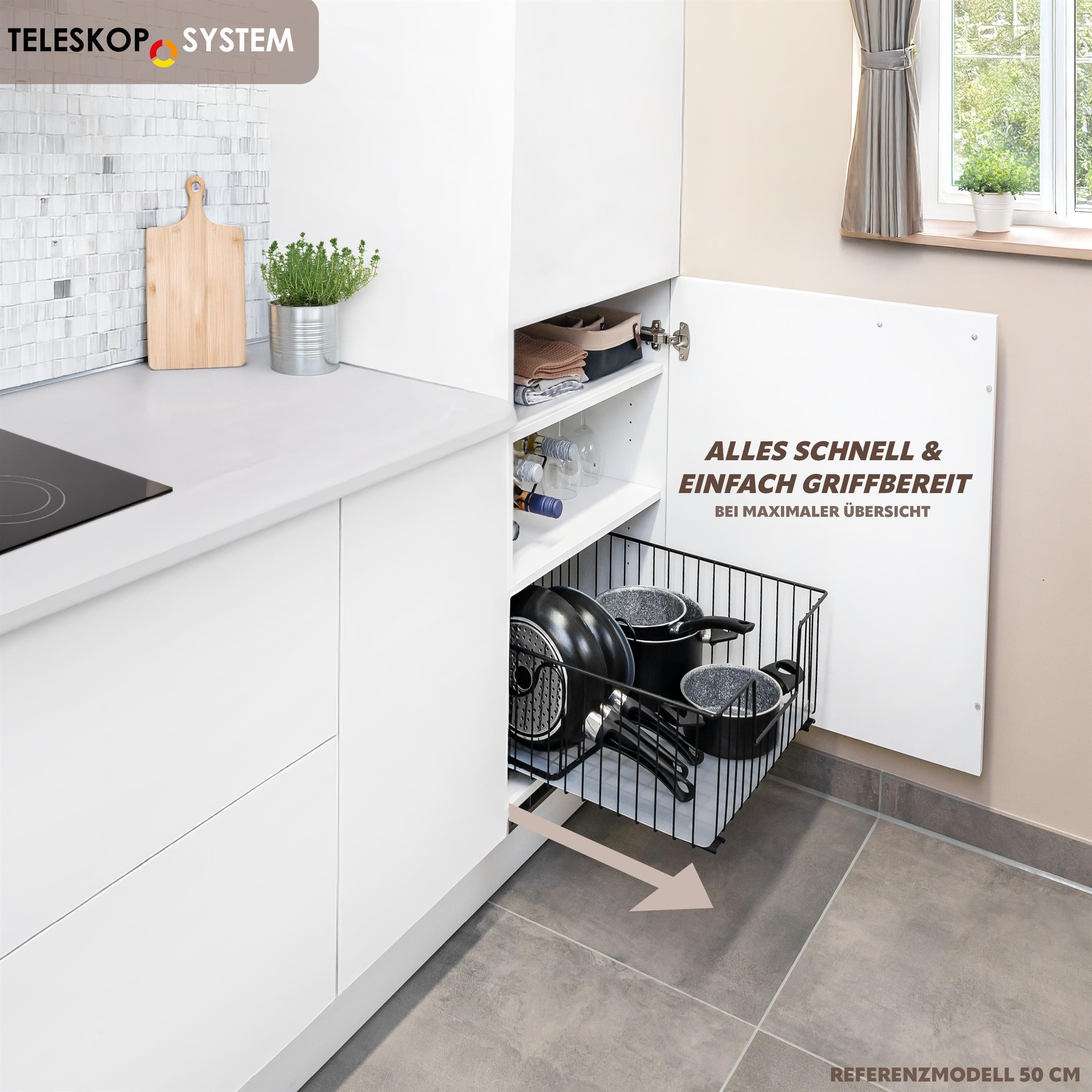 bremermann Teleskopauszug Schrank-Korbauszug 30 cm Breite, mit Einlegeboden