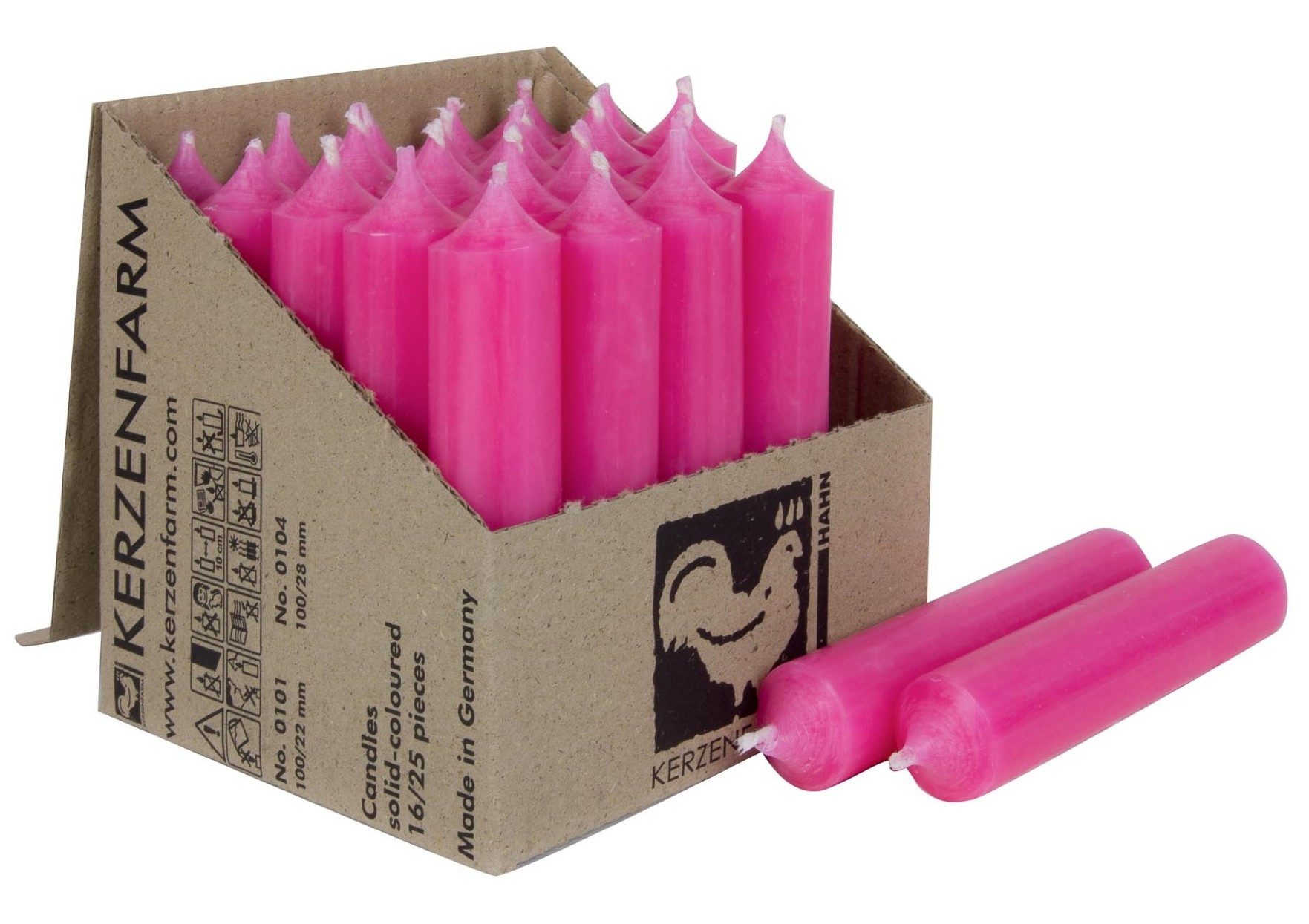 Hahn Kerzenfarm Spitzkerze Otto Kurze Stabkerzen 25 Stück Pink