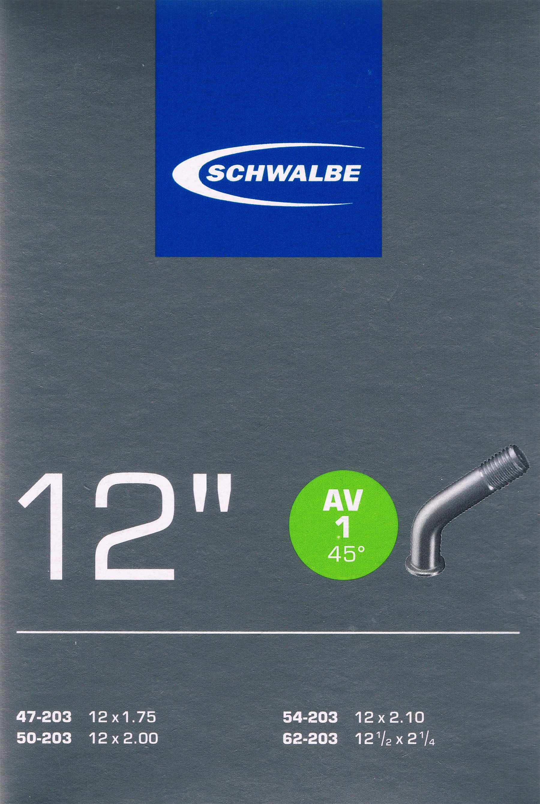 Fahrradschlauch Schwalbe AV 1 Schlauch 12" 203 Auto Winkelventil 45 Grad Kinderwagen