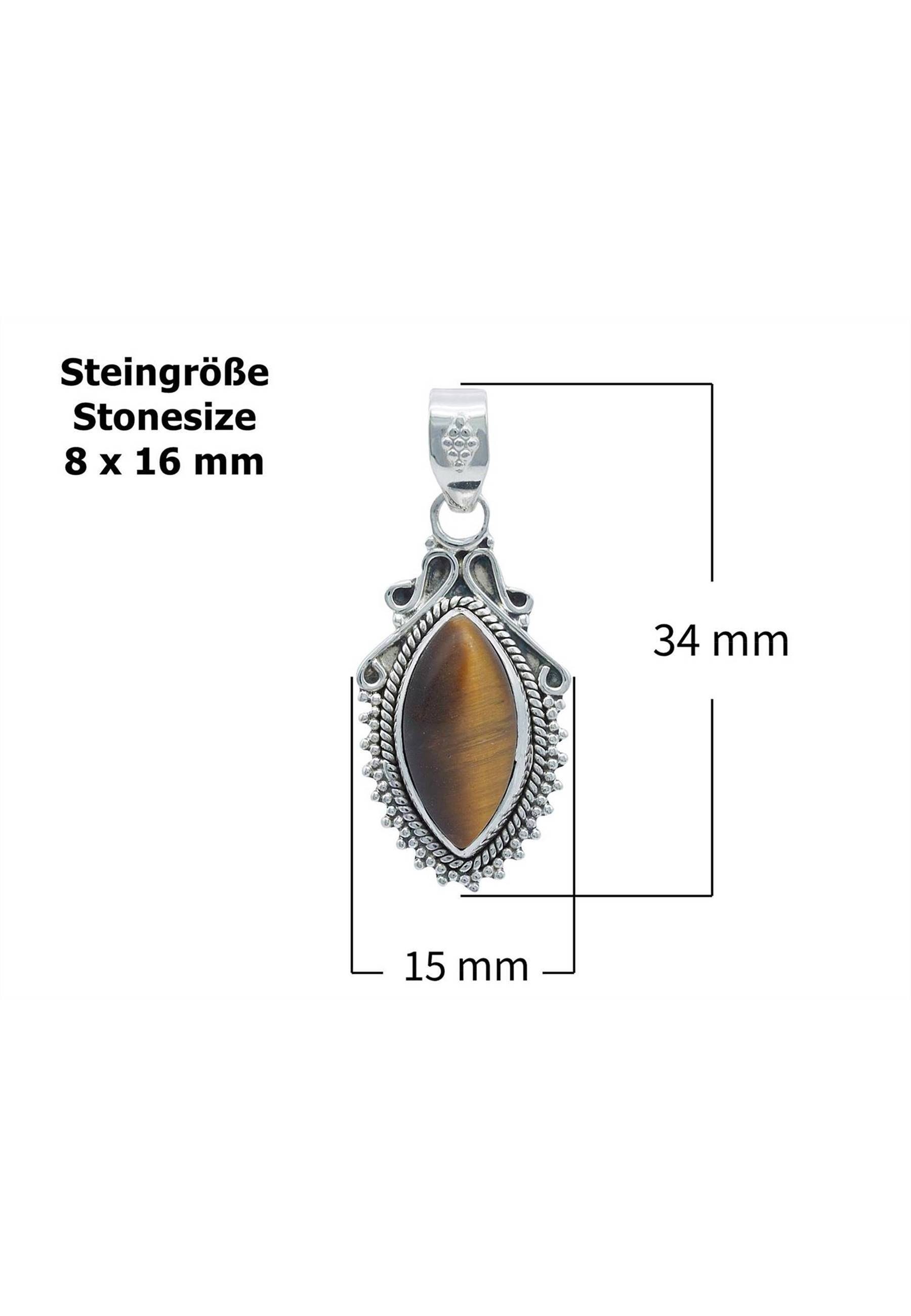 mantraroma Kette mit Anhänger 925er SilbermitTigerauge