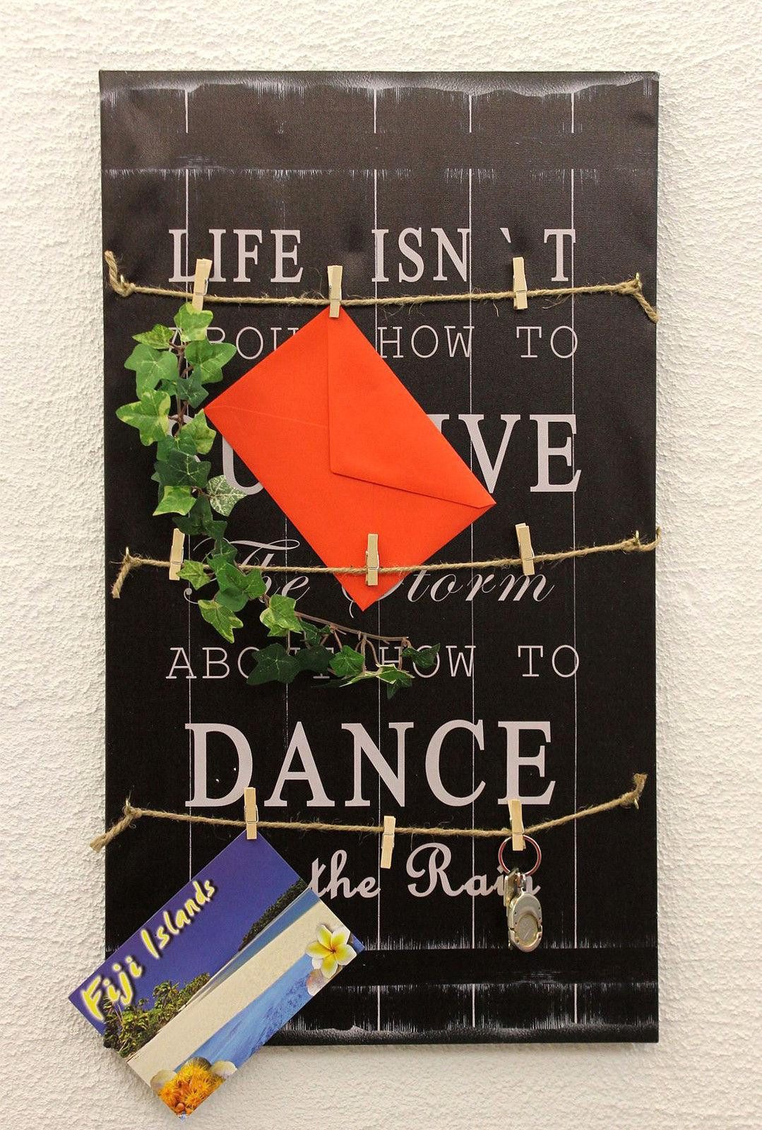 DanDiBo Leinwand mit Schriftzug als Memoboard 68cm Loft 15812 Schwarz Shabby Pinnwand
