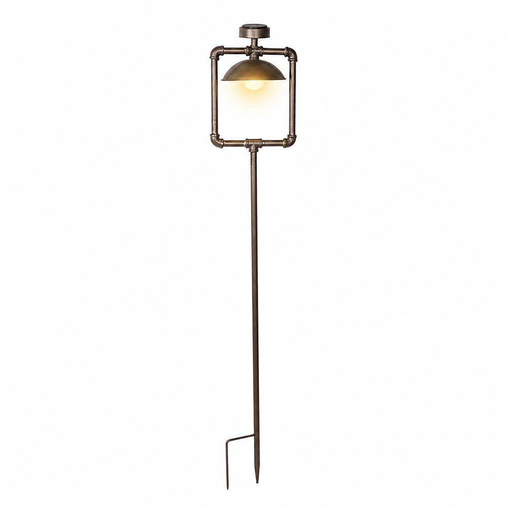 Harms Import LED Solarleuchte, LED-Leuchtmittel fest verbaut, Warmweiß, LED Steckleuchte Metall antik-schwarz Dämmerungssensor IP44