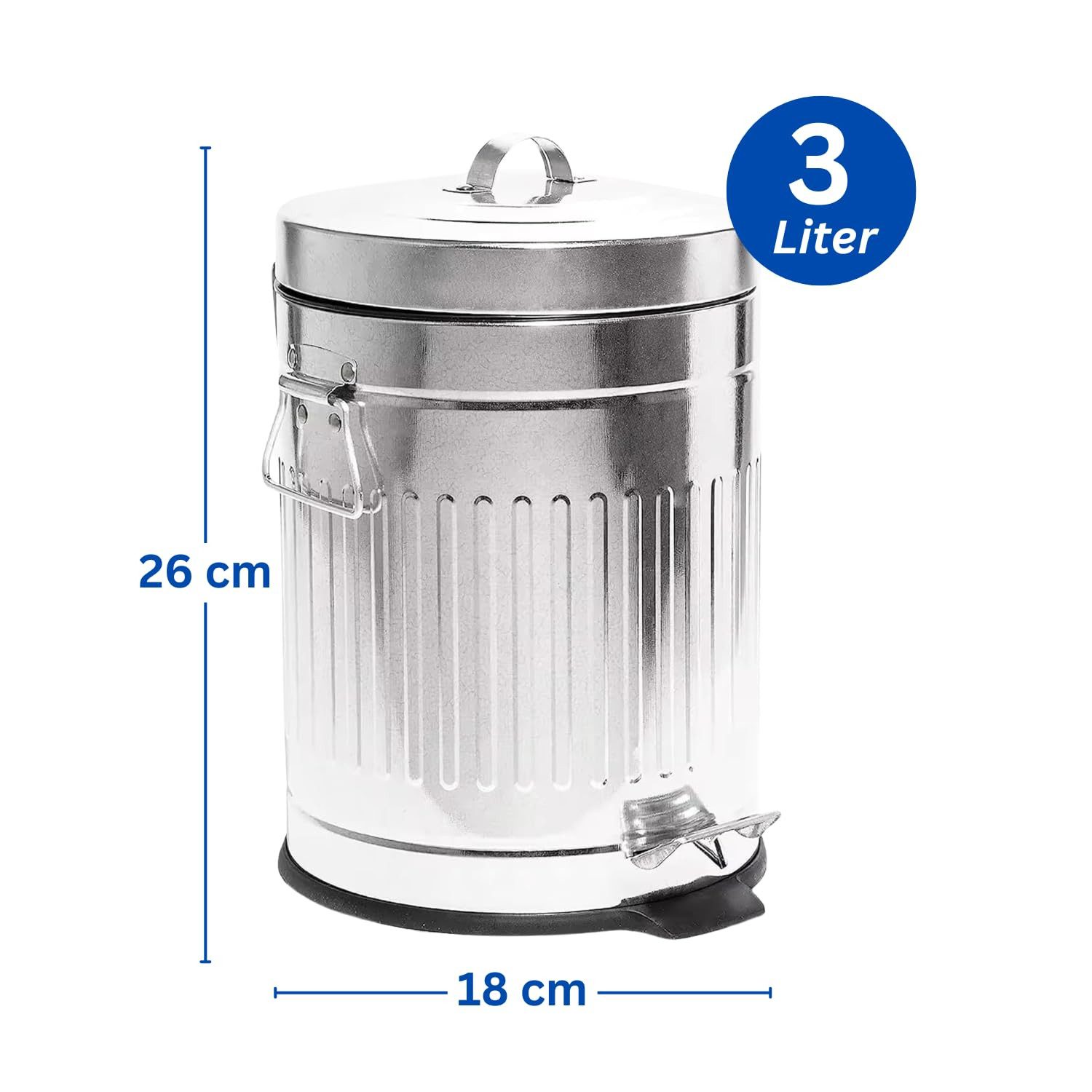 Riyashop Mülleimer 3 L Mülltonne Abfalleimer Abfallsammler Zinkeimer Eimer Zink Fußpedal