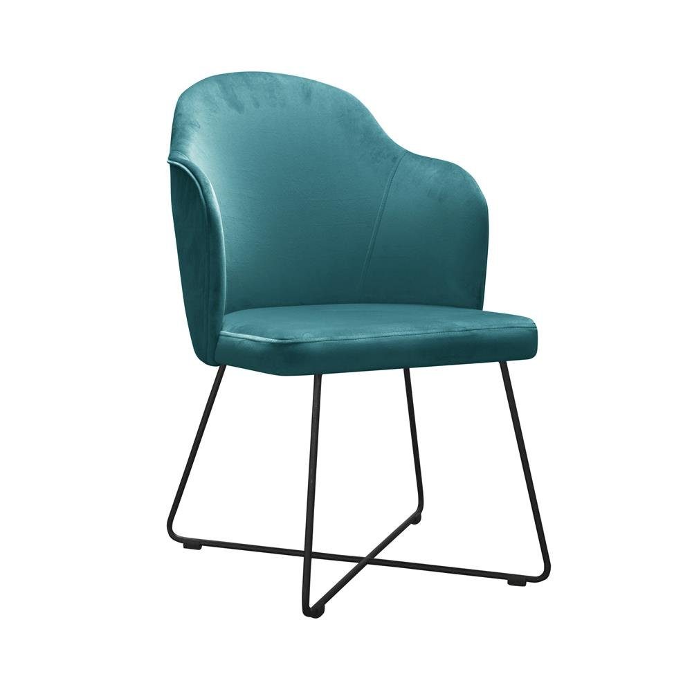 JVmoebel Stuhl, Design Stühle Stuhl Sitz Praxis Ess Zimmer Textil Stoff Polster Warte Kanzlei Türkis