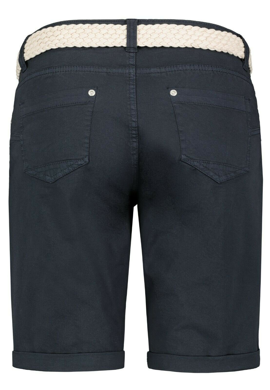 kurze Hose Stoff Chino Soul Short Bermuda Bermudas Sommer Stitch Gürtel Damen Hose mit Navy &