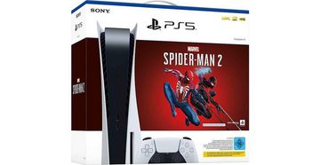 Playstation PlayStation 5 Konsole + PS5 Spiel Marvel’s Spider-Man 2 CODE (Bundle), Disk Laufwerk Console mit Spiderman 2 Gutschein Code