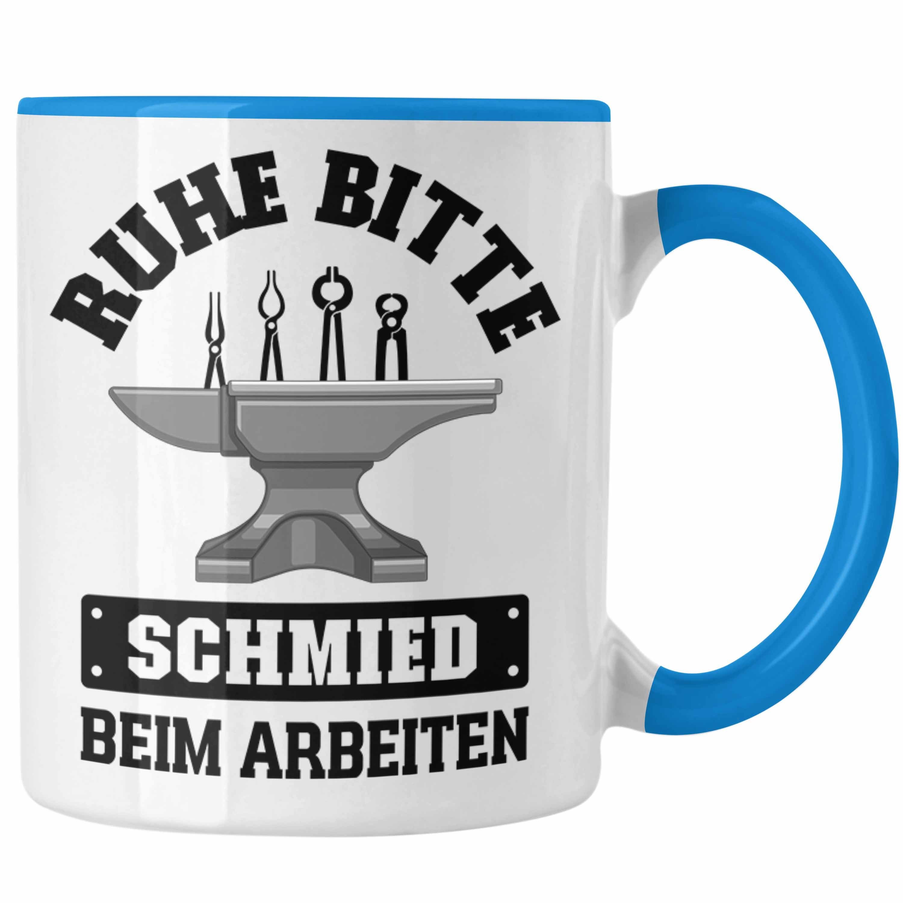 Trendation Tasse Trendation - Schmied Geschenke Tasse mit Spruch Hufschmied Kaffeetasse Geschenkidee Blau
