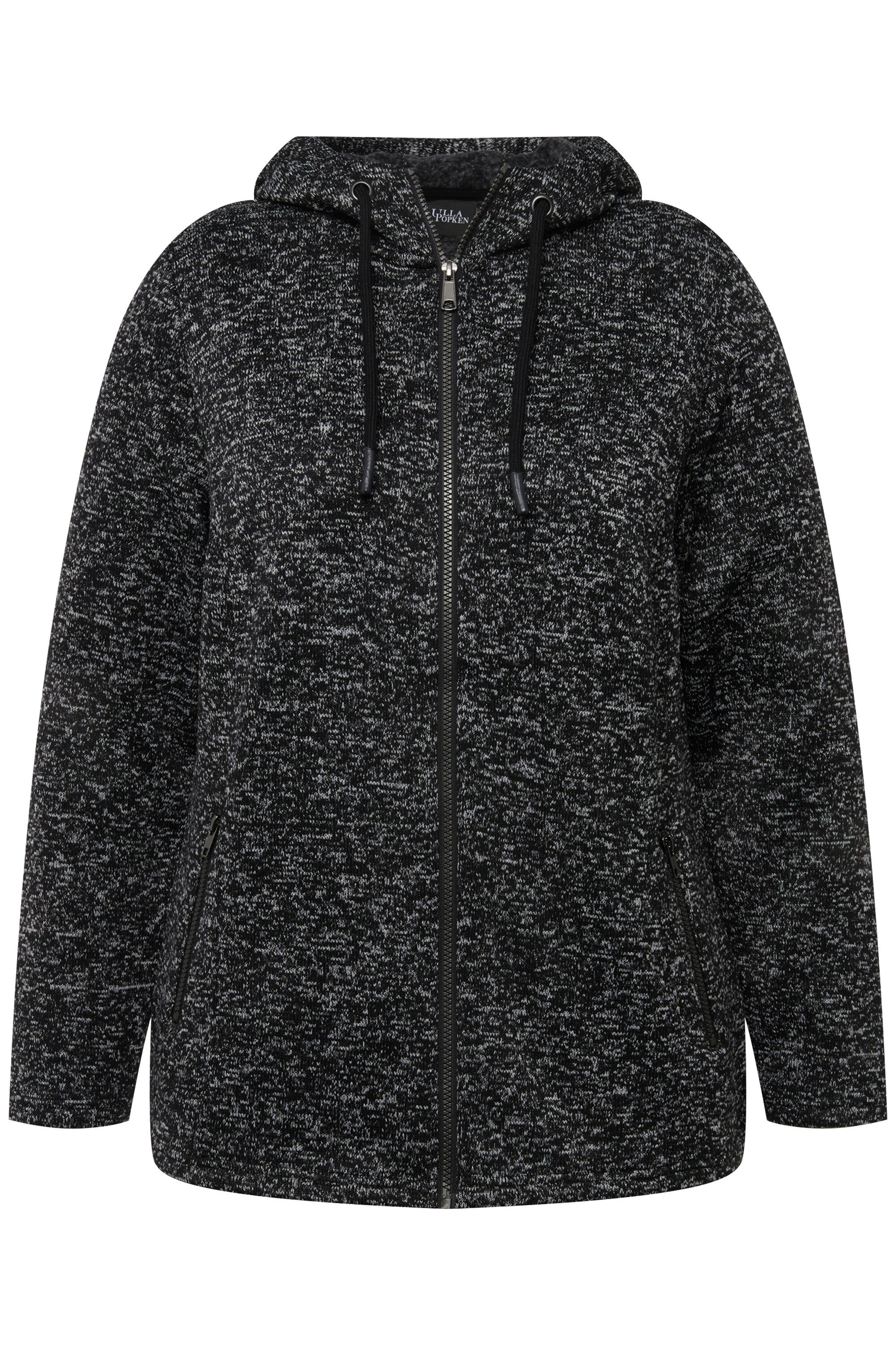 Ulla Popken Sweatjacke Strickfleece-Jacke Kapuze Reißverschlusstaschen