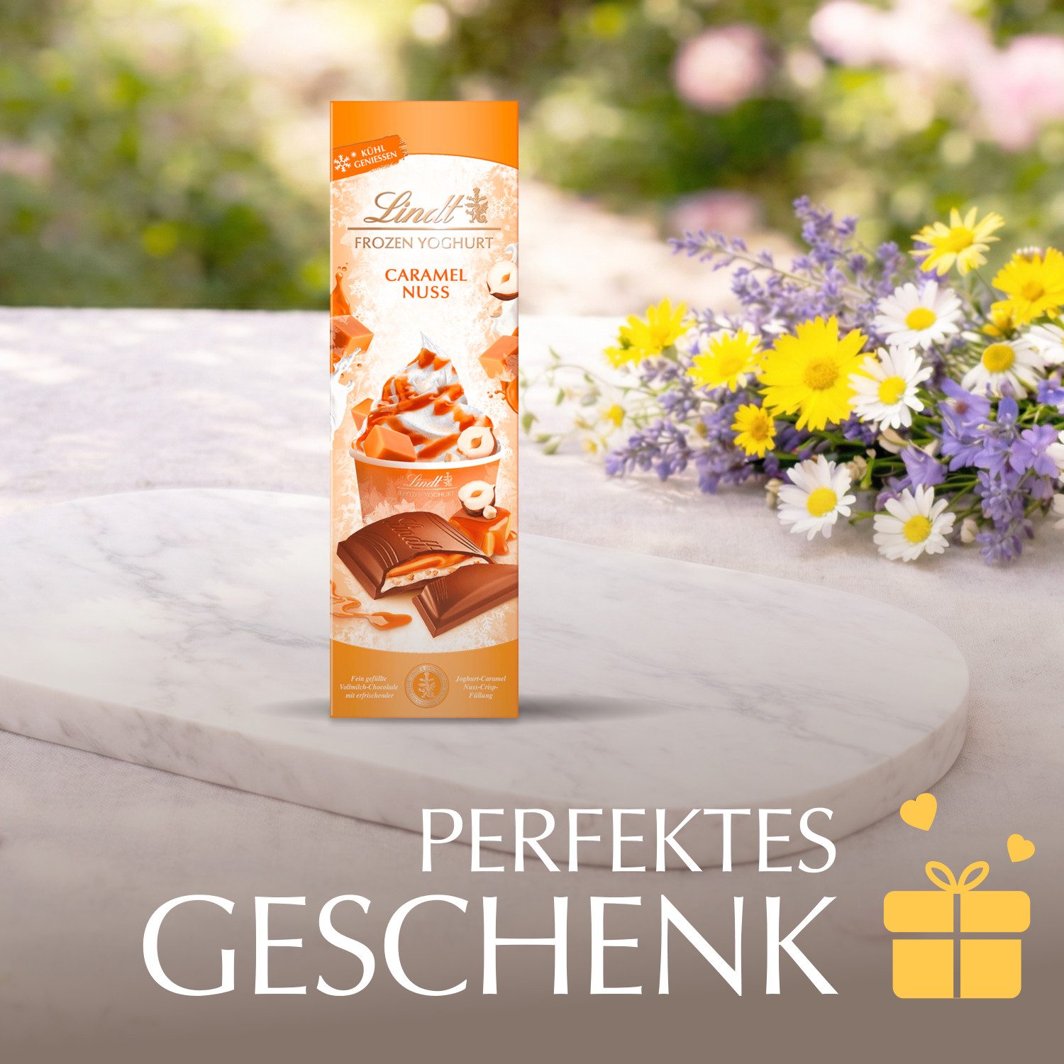 LINDT Schokolade 100g Froyo Caramel & Nuss Tafel Sommer Schokolade Frozen Yoghurt, 1 x 100 g, 1 St.