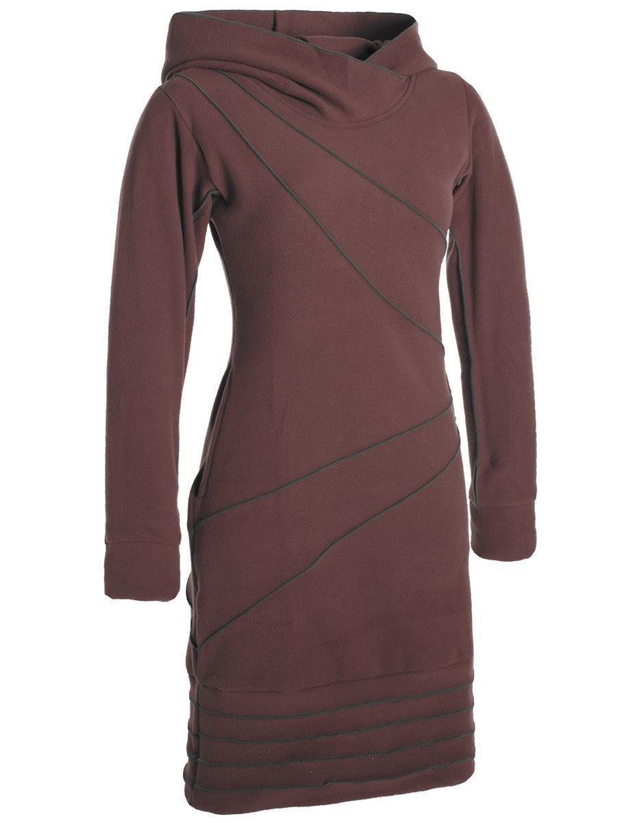 Vishes Midikleid Patchwork Hoodie Eco Fleecekleid mit Daumenlöchern Hippie, Boho, Goa Style