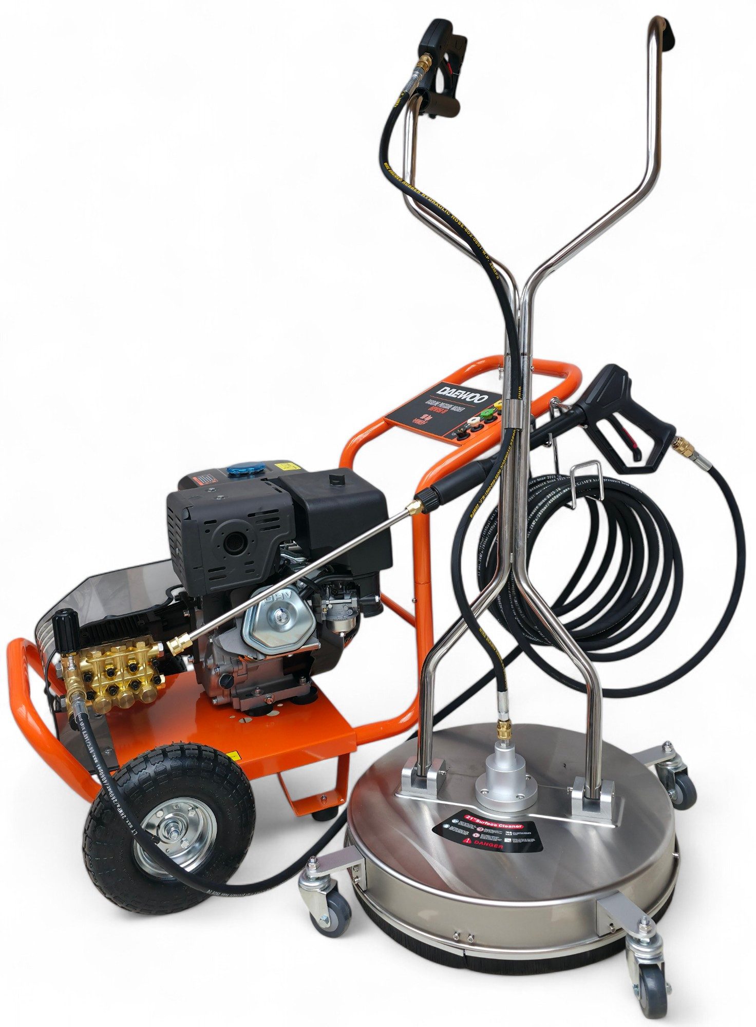 DeTec. Минимойки DAEWOO Benzin 15 PS 250 bar mit Flächenreiniger 20" Zoll Set, Druck max: 250 bar, Fördermenge max: 1242 l/h