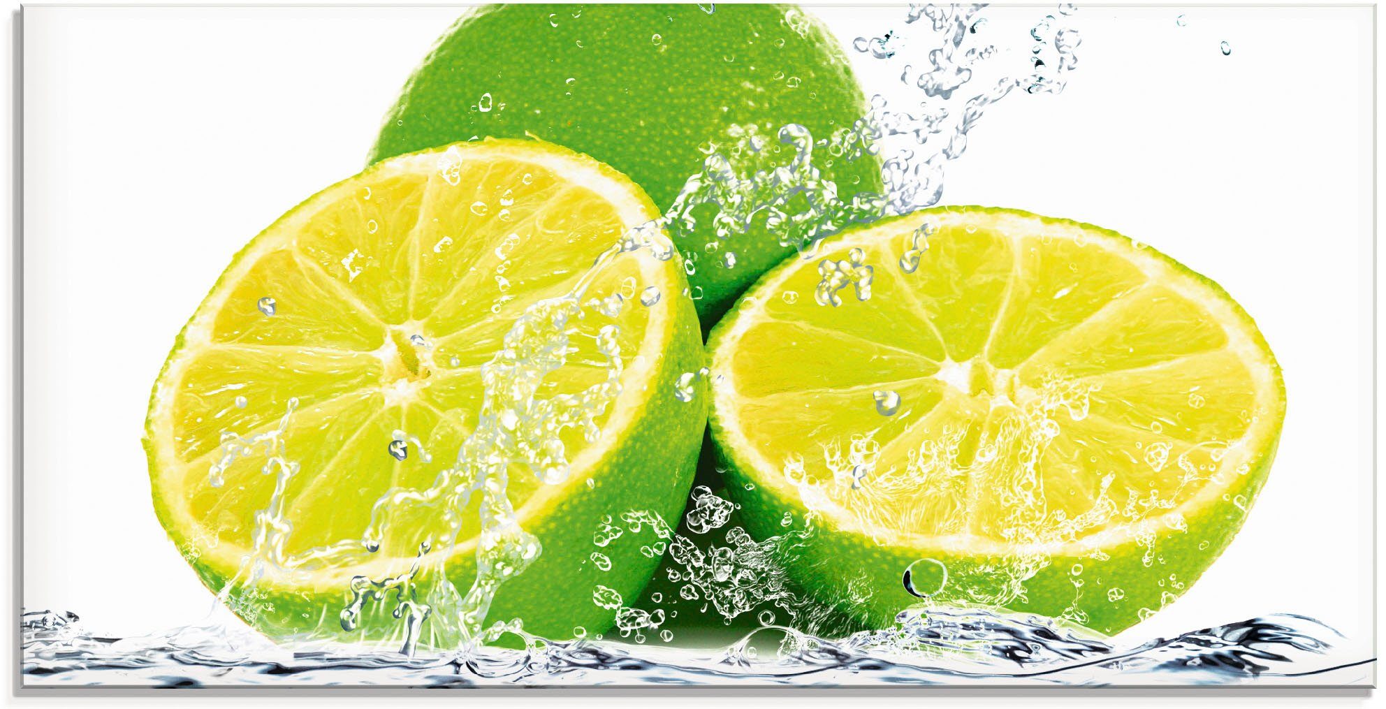 Artland Glasbild Limette mit Spritzwasser, Lebensmittel günstig online kaufen