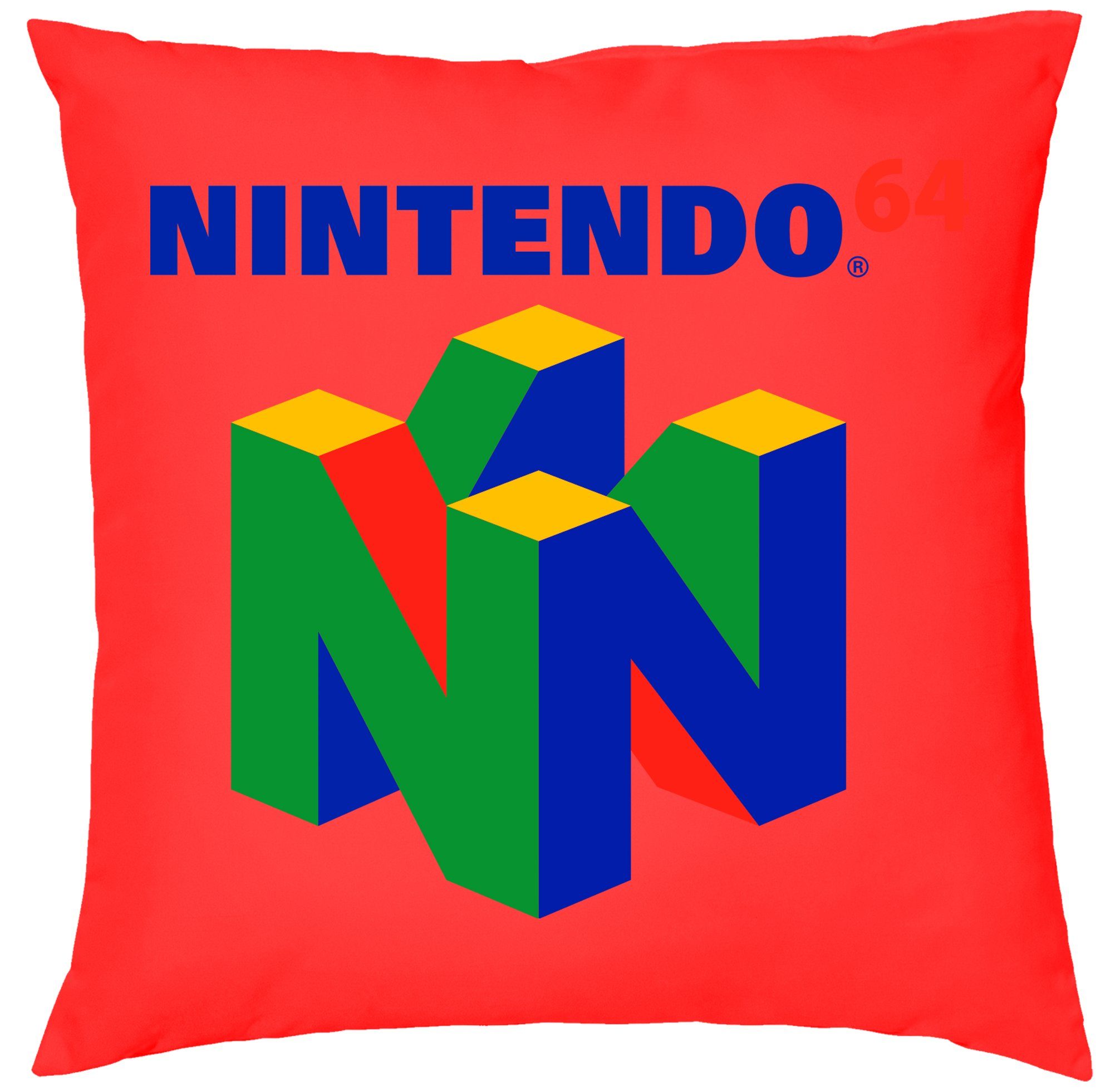 Rot Nintendo & Blondie N64 Brownie Konsole mit Füllung Dekokissen Gaming Spiele Retro, Kissen