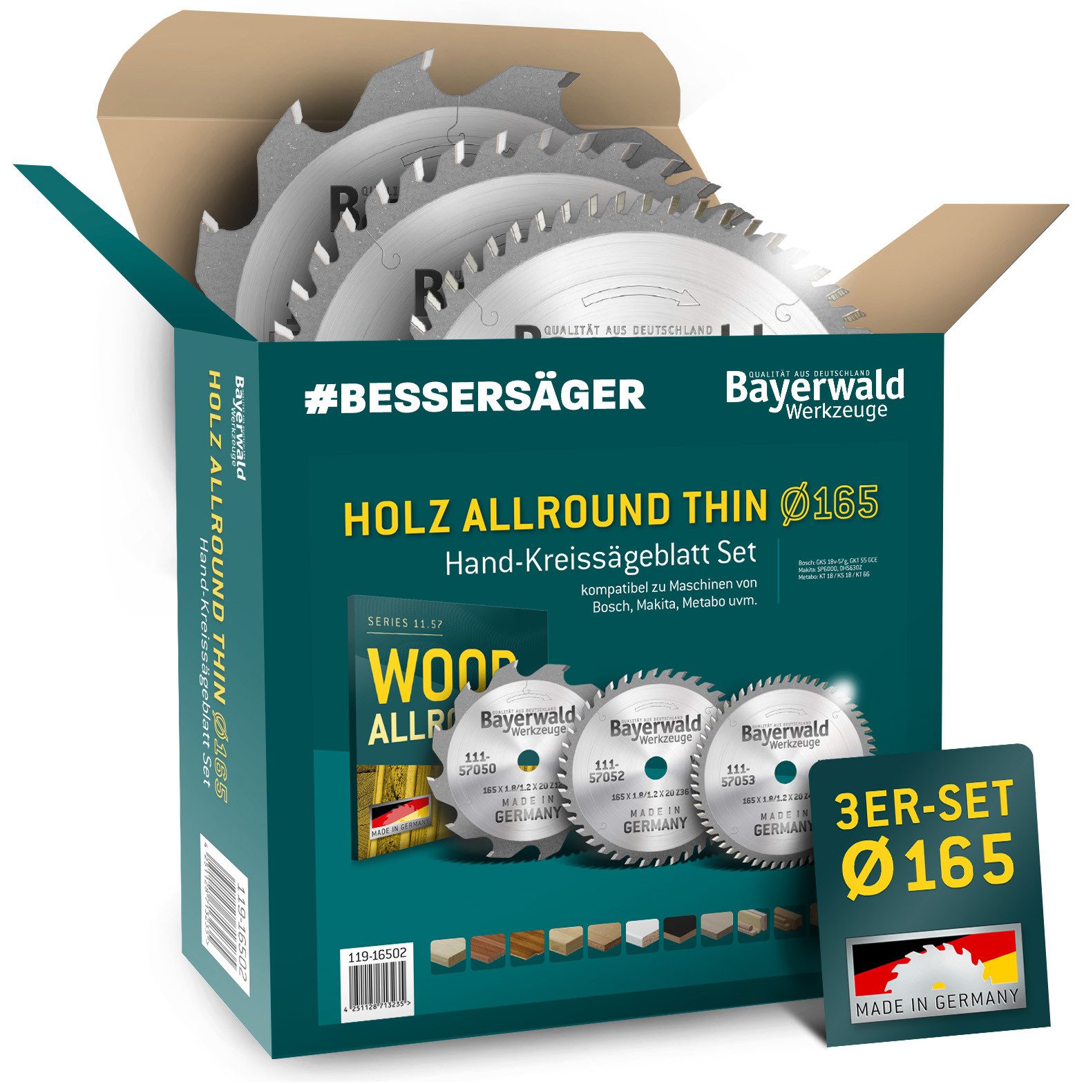 QUALITÄT AUS DEUTSCHLAND Bayerwald Werkzeuge Kreissägeblatt Bayerwald HOLZ ALLROUND Ø165