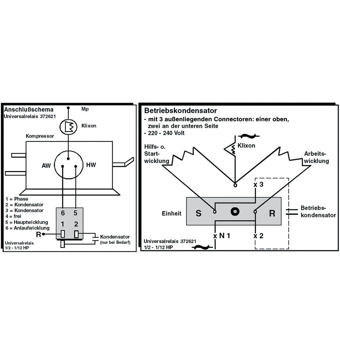 Relais-Modul 1/12 PS, - 1/2 Anlaufrelais easyPART / wie EUROPART 10004021 Kühlschrank Gefrierschrank