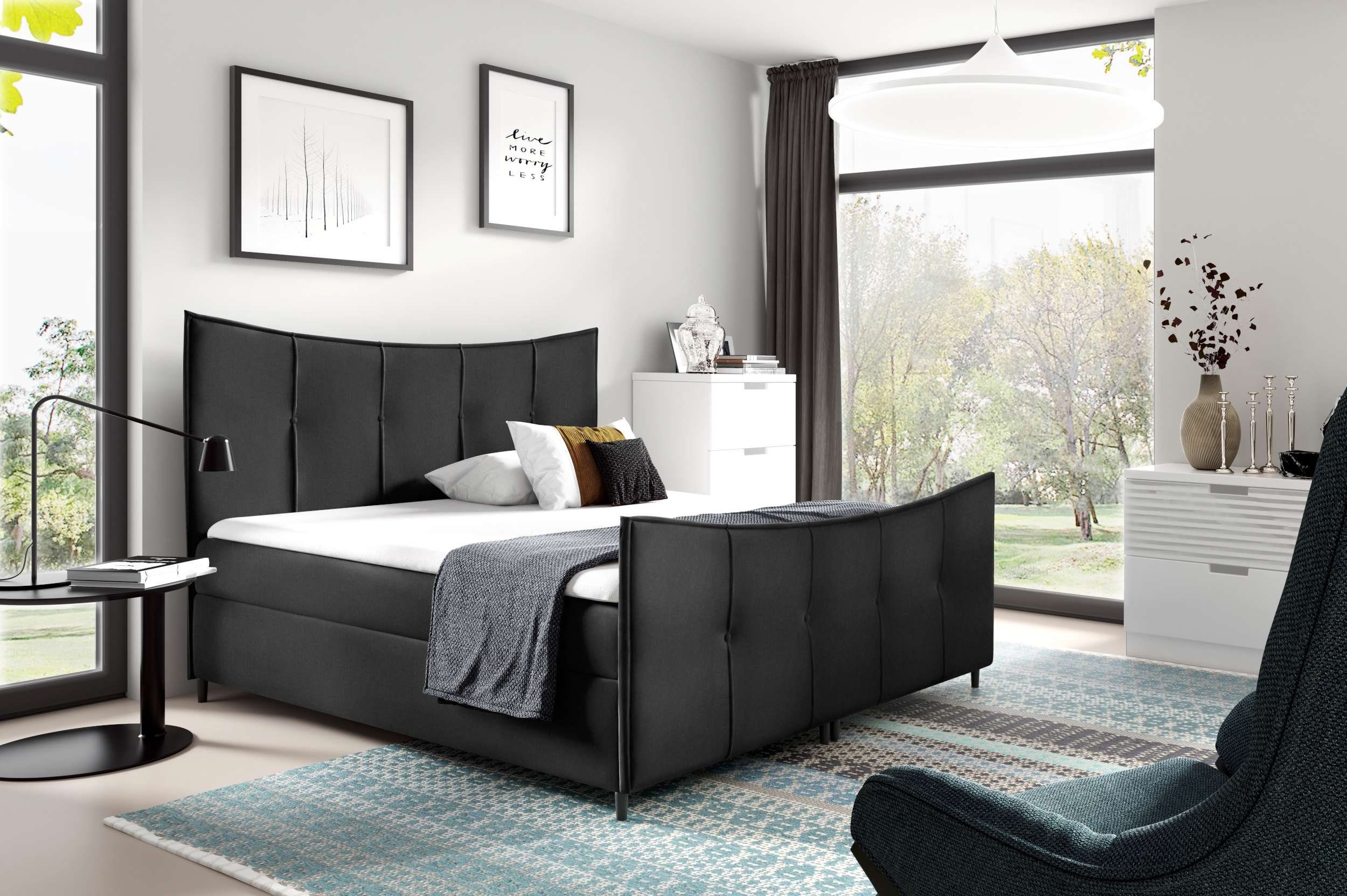 99rooms Boxspringbett Alabama (Schlafzimmerbett, Bett), 120/140/160/180/200x200, Bonellfederkern Matratze, Topper, Bettkasten