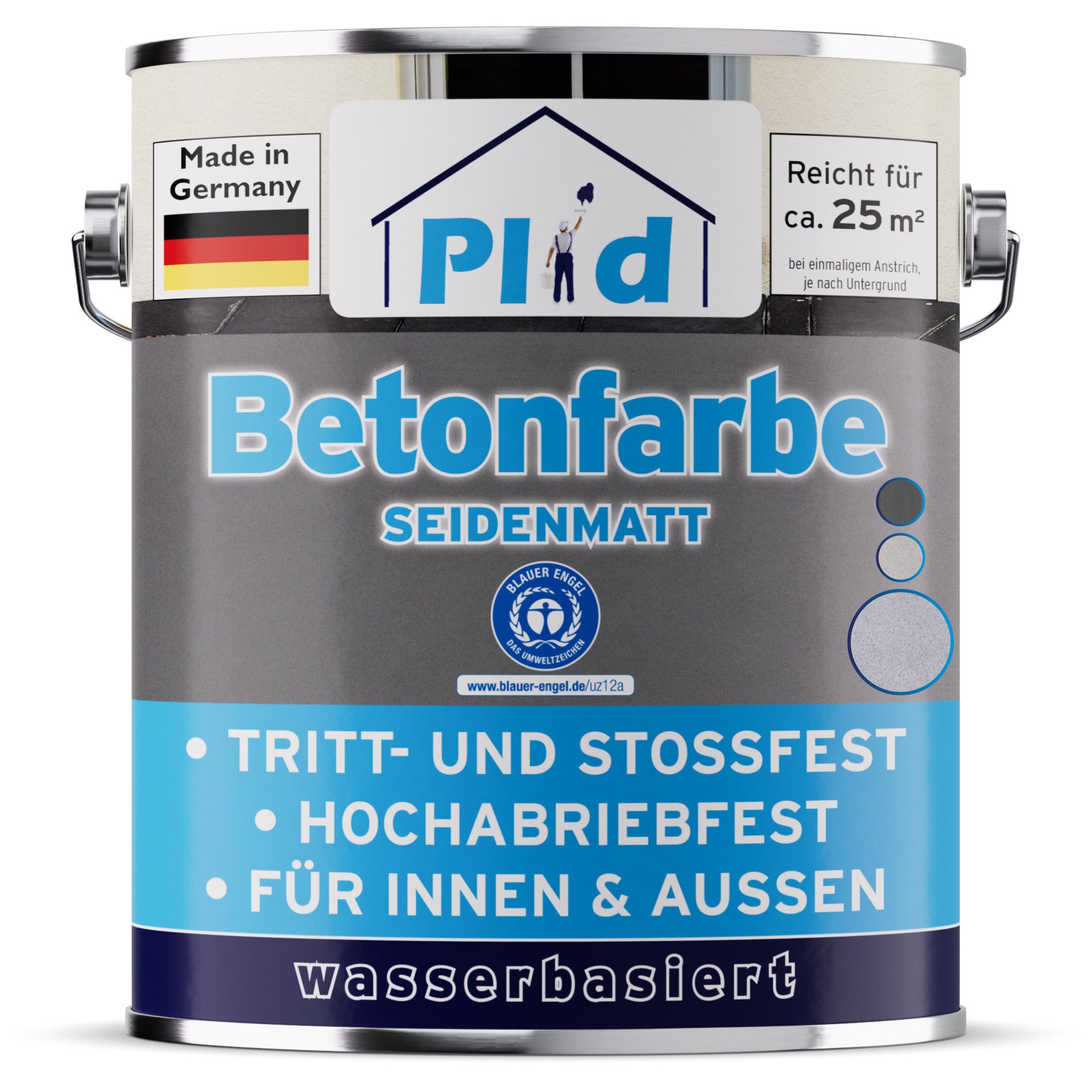 plid Acryl-Flüssigkunststoff Betonfarbe Bodenbeschichtung Bodenfarbe Sockelfarbe Flüssigkunstoff, Schnelltrocknend