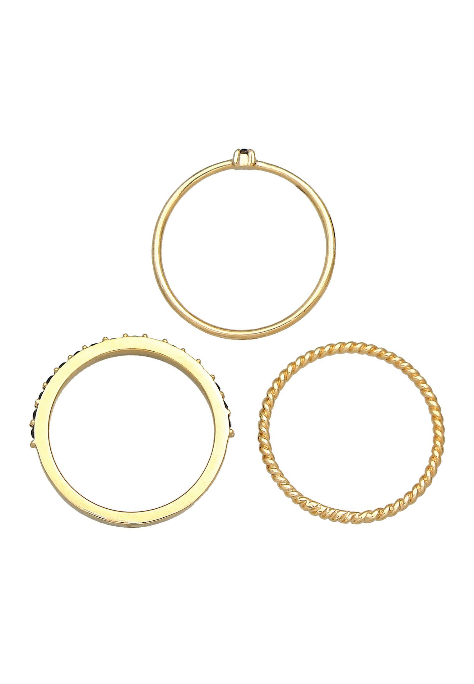 Elli Solitärring Stapelring 3er Set 925 Silber, mit Kristallen von Swarovski®
