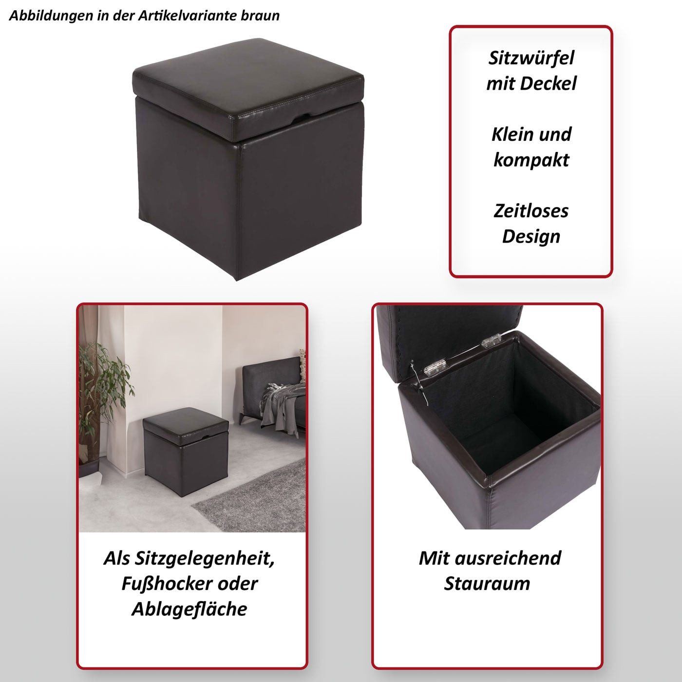 MCW Stauraumhocker Carrara-44, Mit ausreichend Stauraum