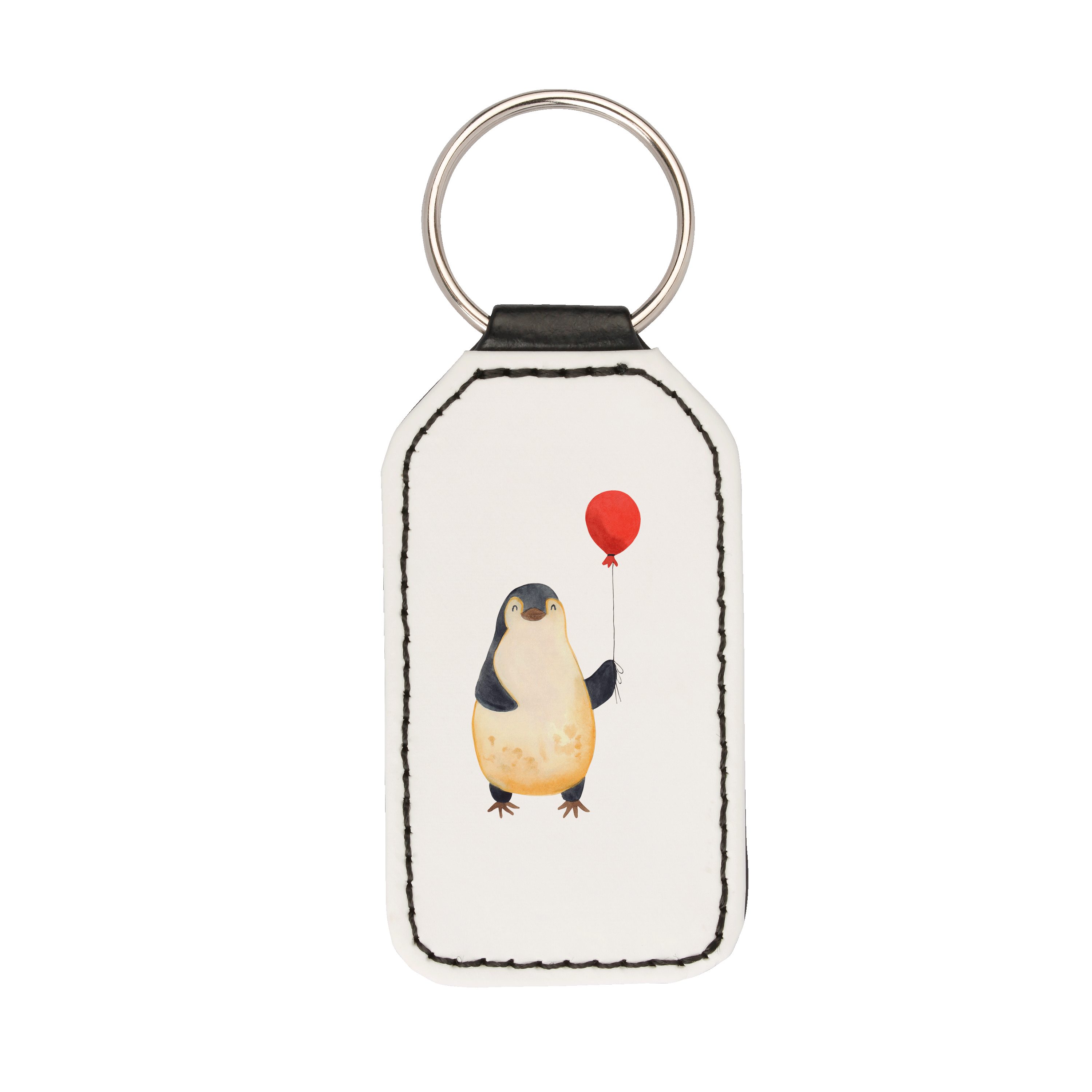 Mr. & Mrs. Panda Schlüsselanhänger Pinguin Luftballon - Weiß - Geschenk, Taschenanhänger, Schutzengel, S (1-tlg)