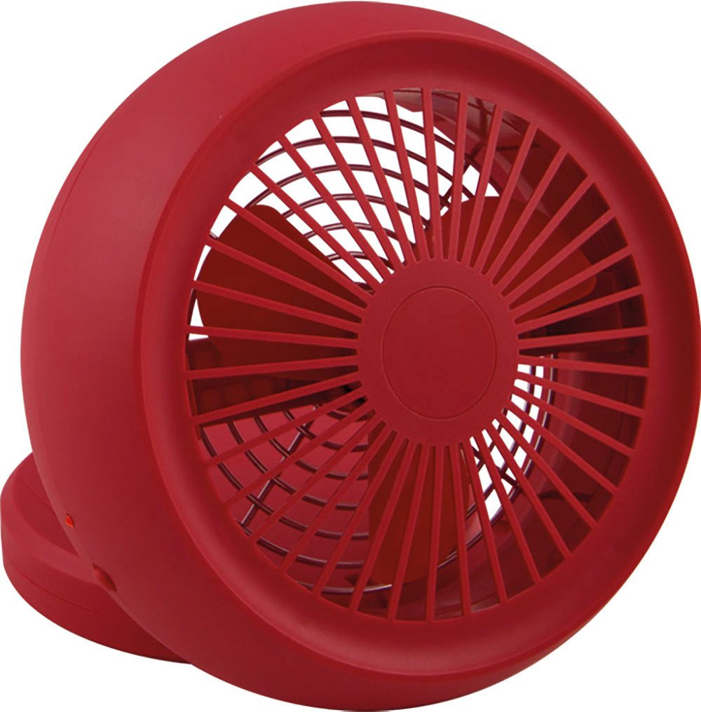 Tischventilator Dinky rot, Leistung 4x 4.5 AA, USB, Trafostecker oder Batterien