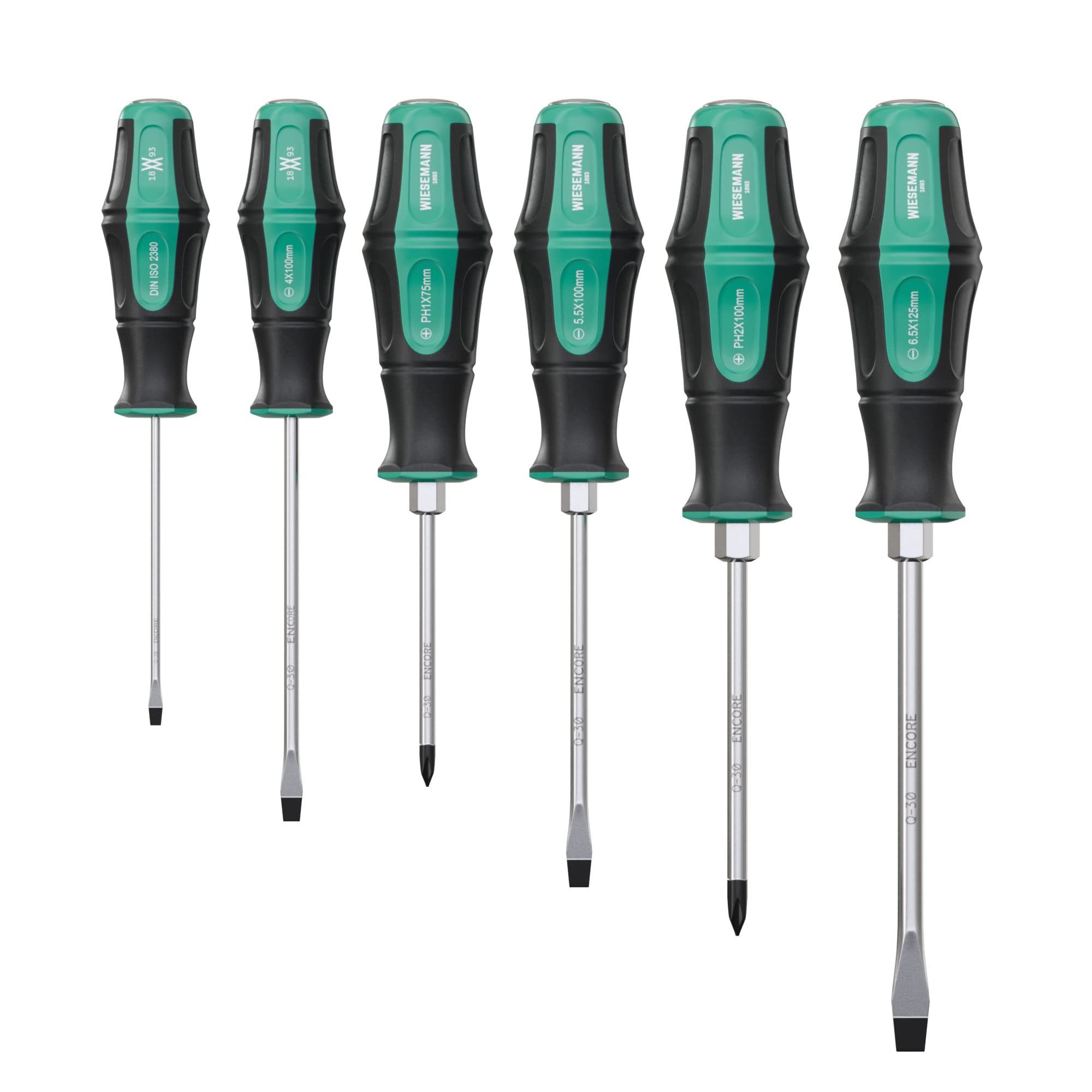 Wiesemann1893 Schraubendreher Profi Schraubendreher Set 6-tlg Q-50 Stahl, WIESEMANN 1893, (6 St., 6 Stück), Magnetische Spitze