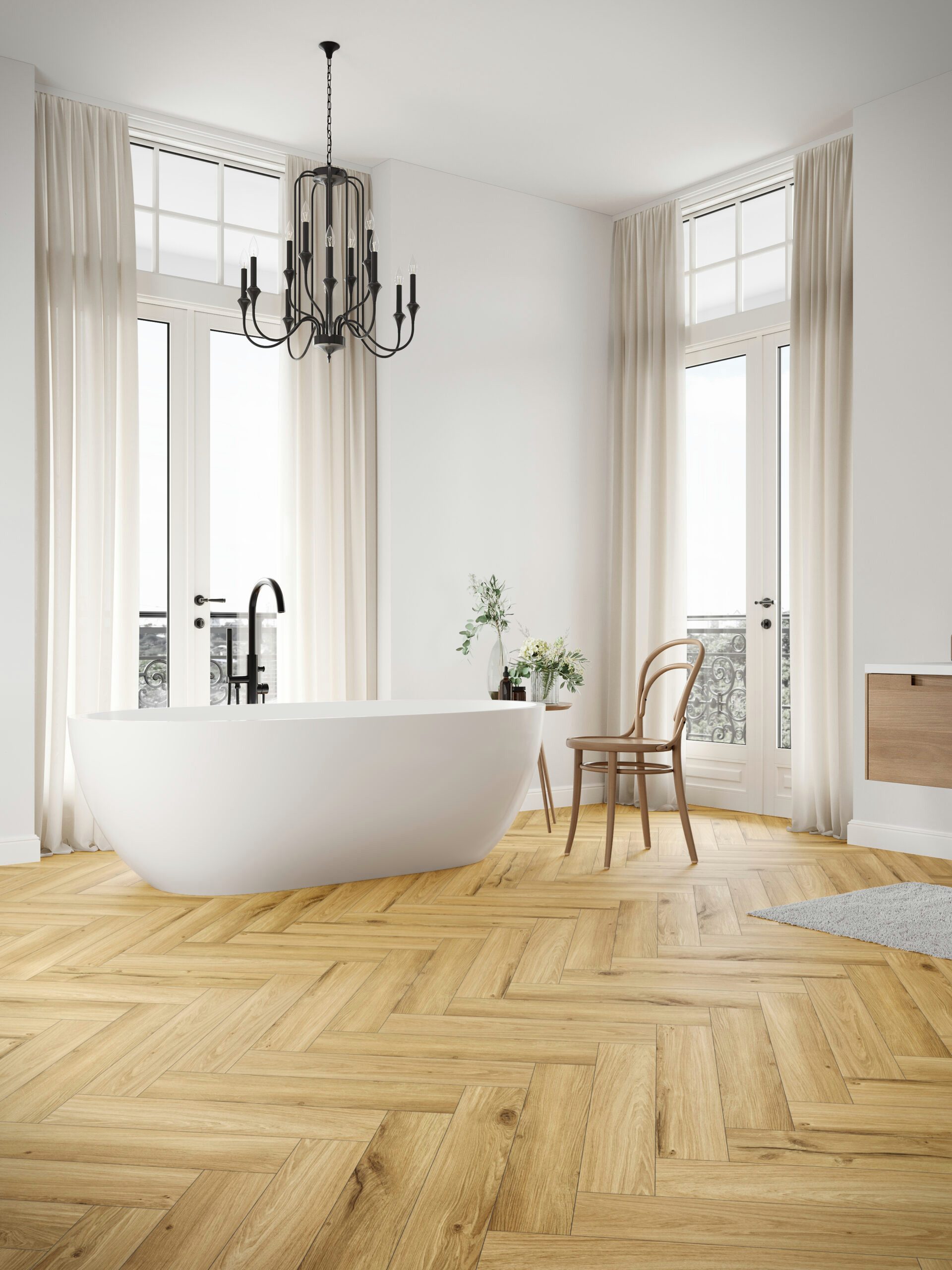 FALQUON GmbH Vinylboden The Floor Herringbone 740x148x6mm- Made in Germany - Click-Vinylboden, Fischgrät, inkl. Trittschalldämmung, Packung, In 1 Packung: 16 Paneele - 1,75m², 1 Packung: 16 Paneele - 1,75 m²